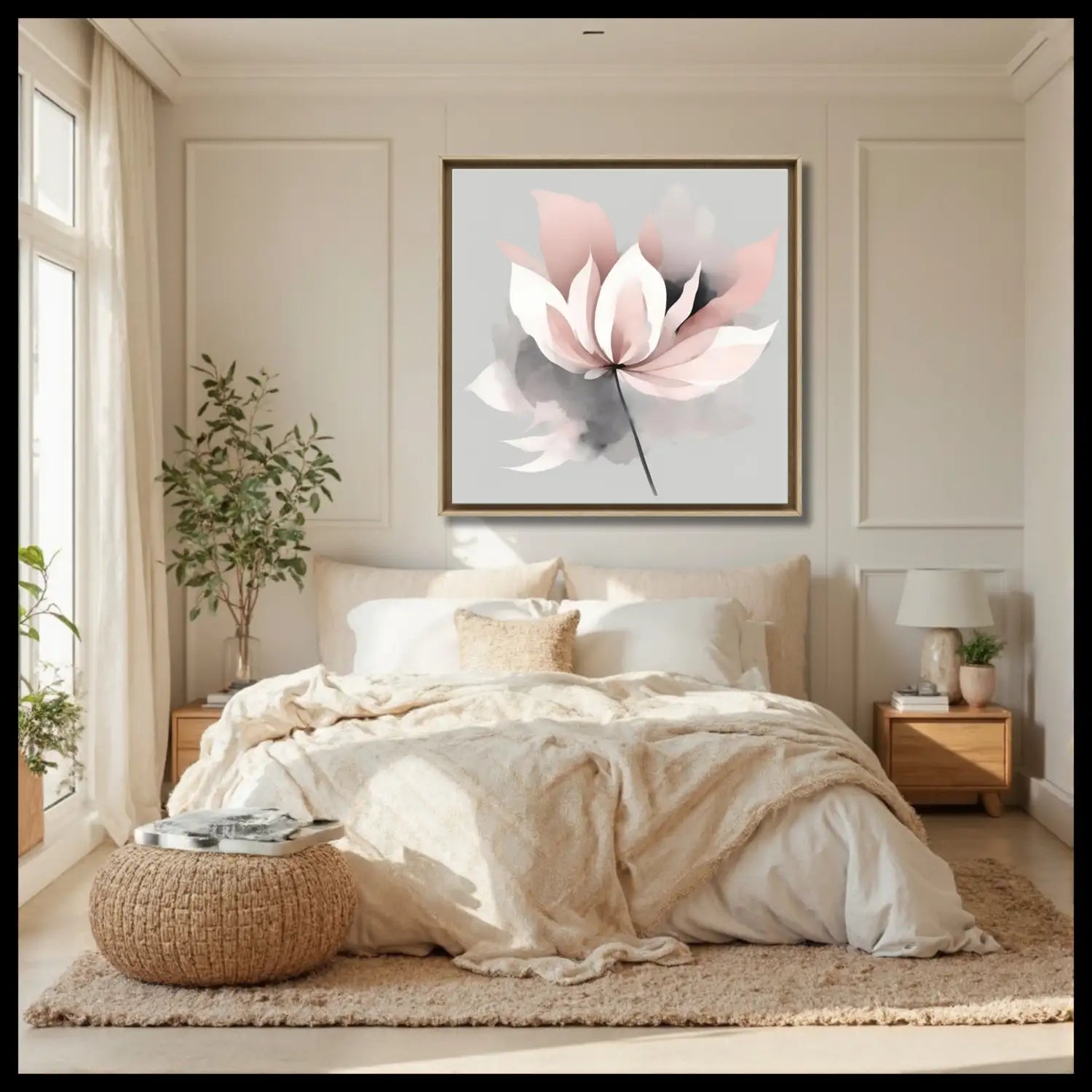 Nordic Whisper: Arte mural floral para espacios tranquilos