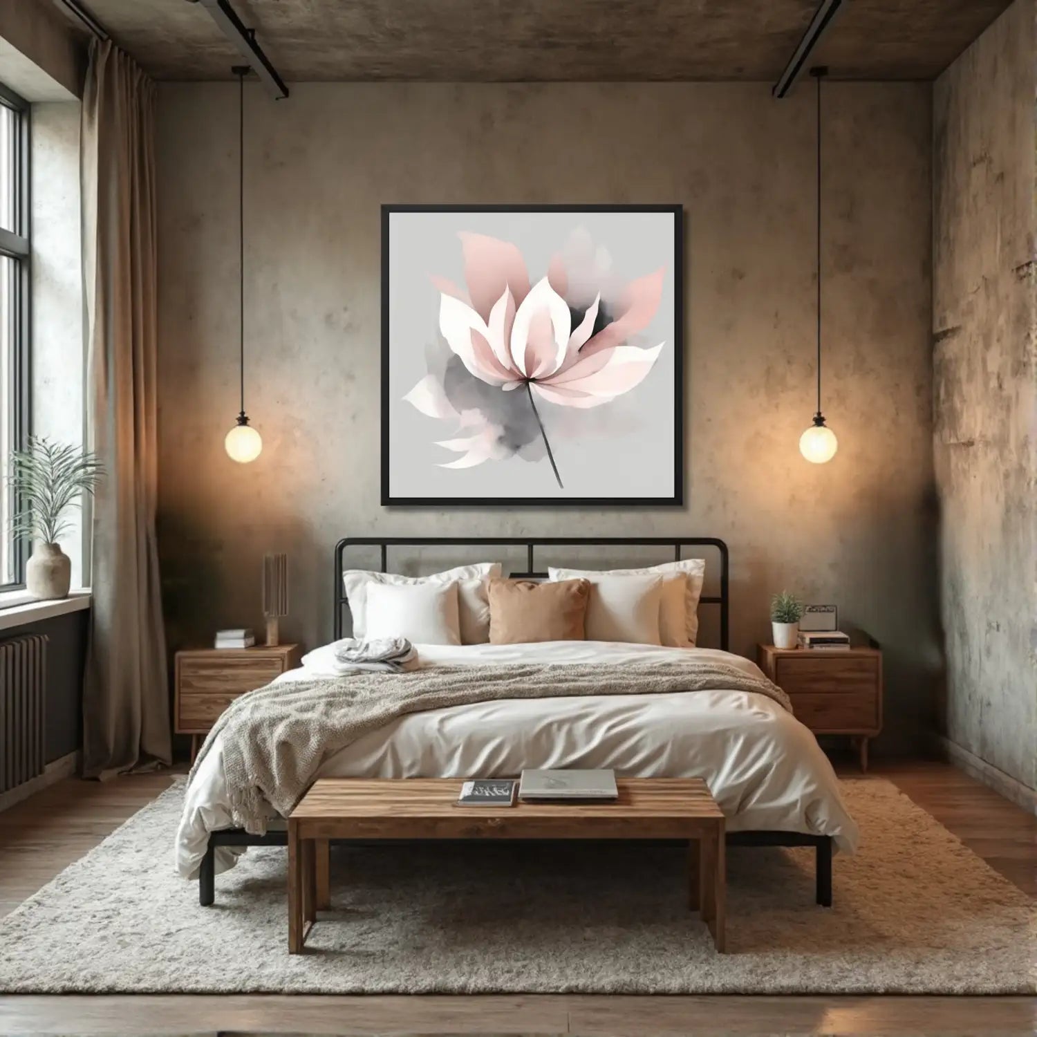 Nordic Whisper: Arte mural floral para espacios tranquilos