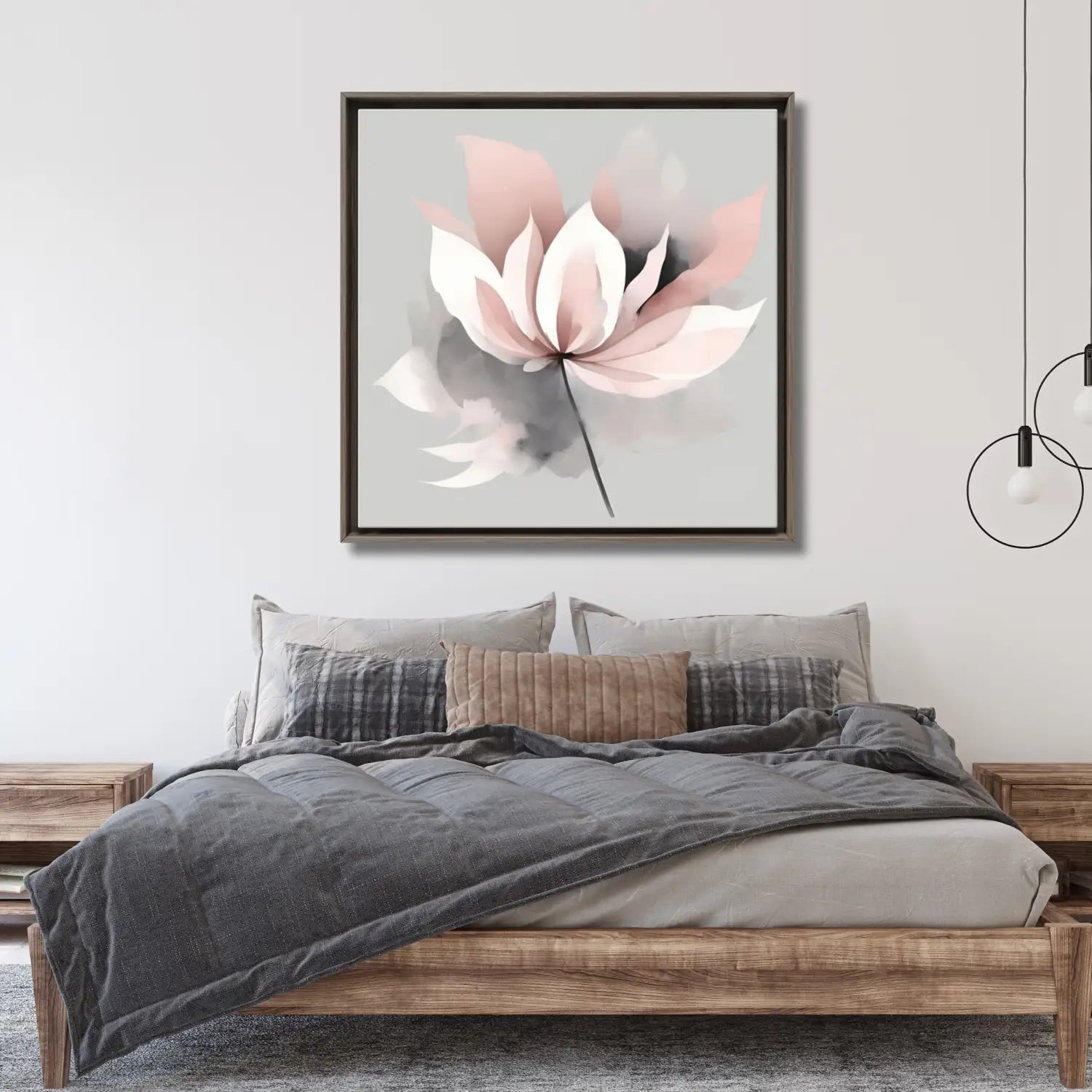Nordic Whisper: Arte mural floral para espacios tranquilos