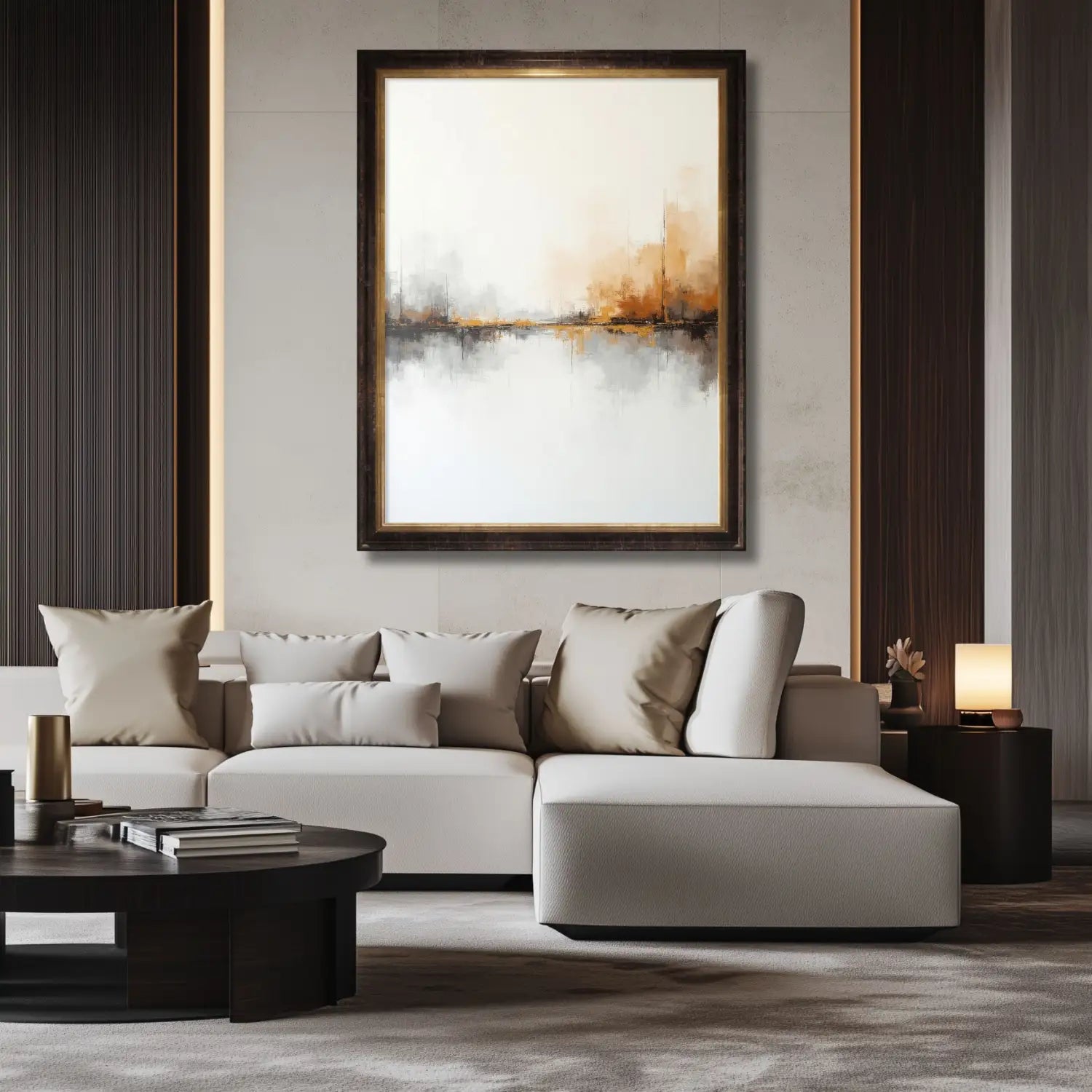 Shadows and Whispers - Abstract landscape in brown and orange digital art