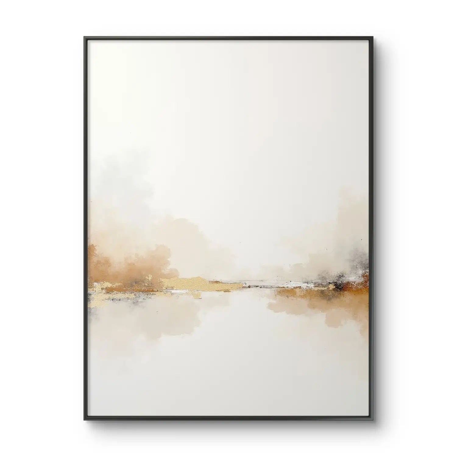 Stille - Minimalistische abstrakte Landschaft in weißer und beigefarbener digitaler Kunst