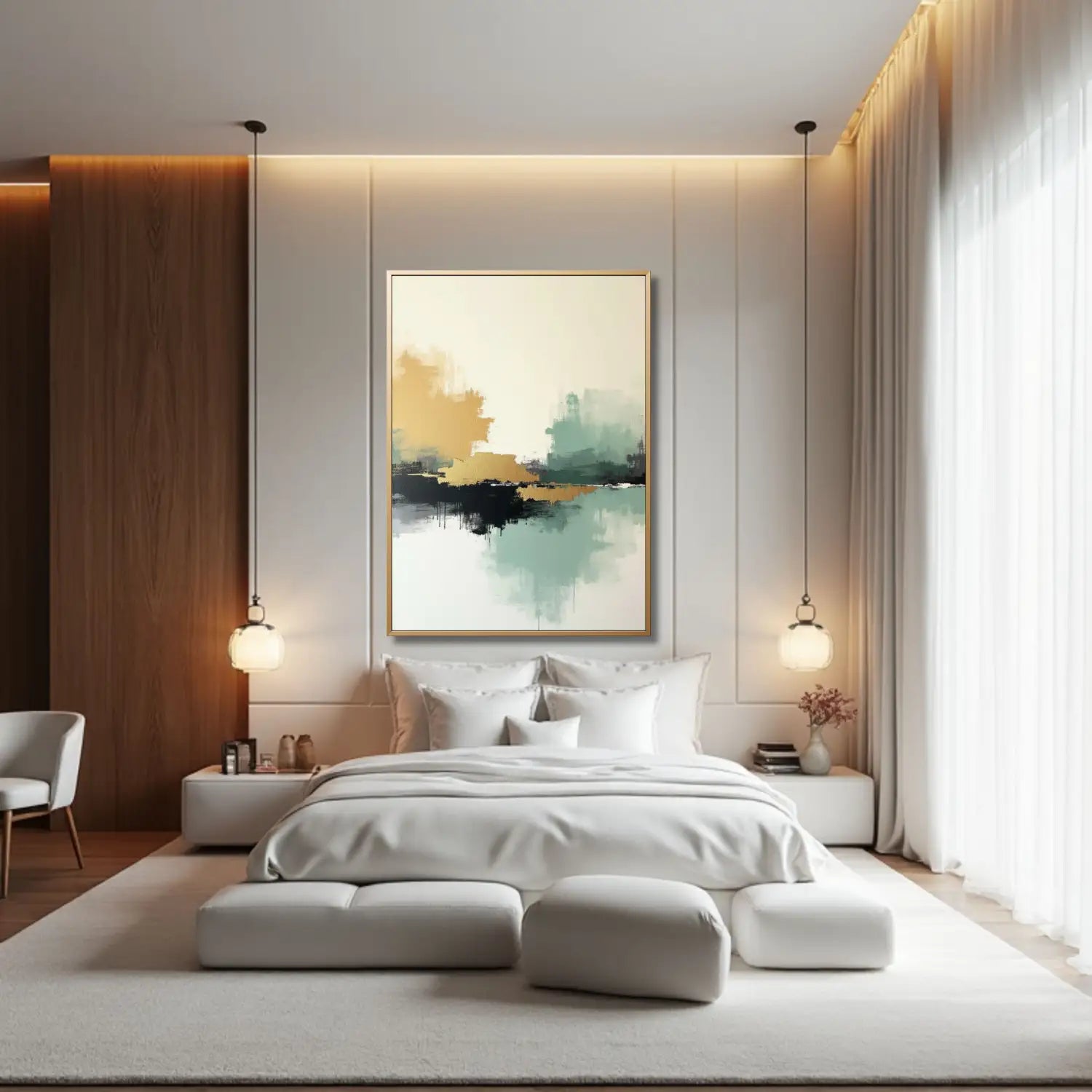 Whispers of elegance - Minimalist abstract gold & black digital art