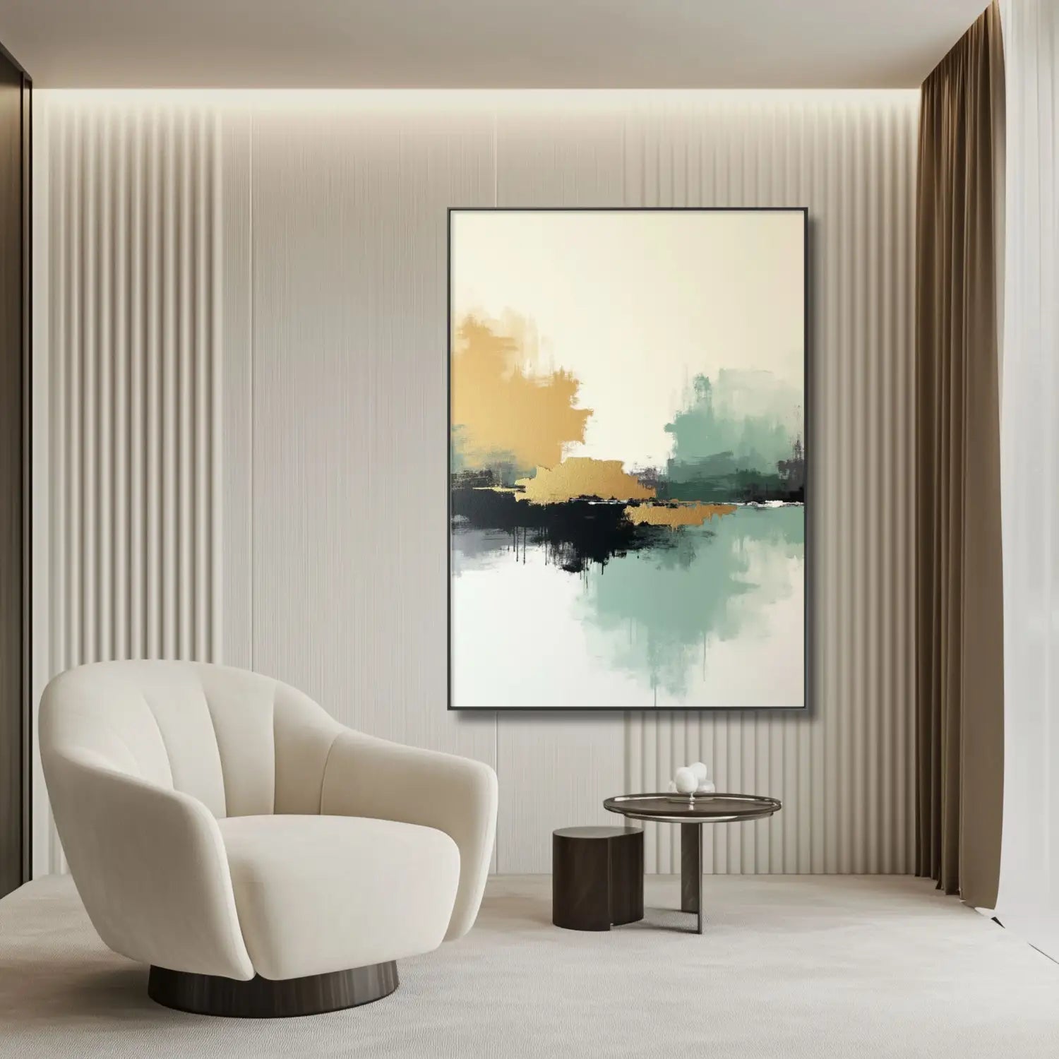 Whispers of elegance - Minimalist abstract gold & black digital art