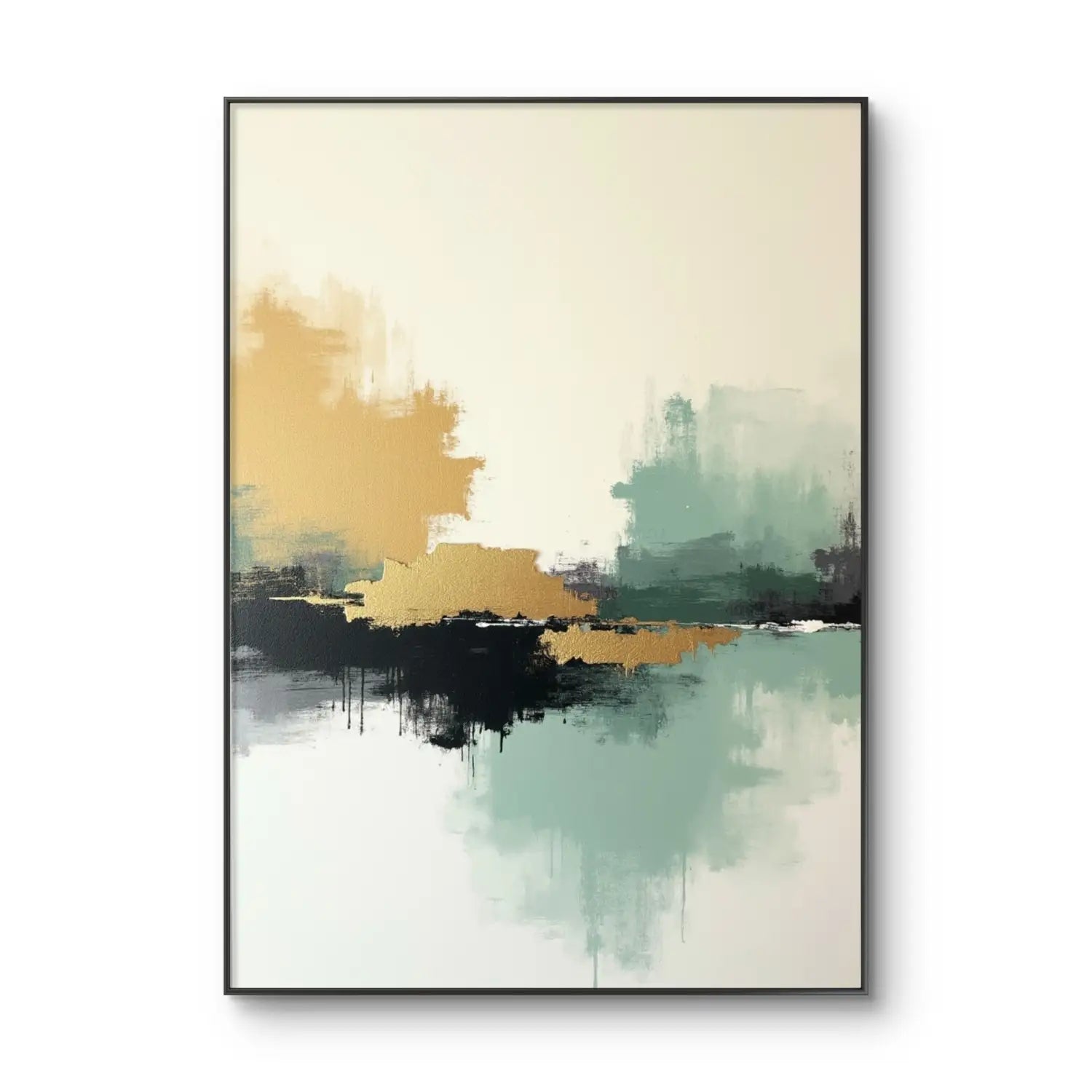 Whispers of elegance - Minimalist abstract gold & black digital art