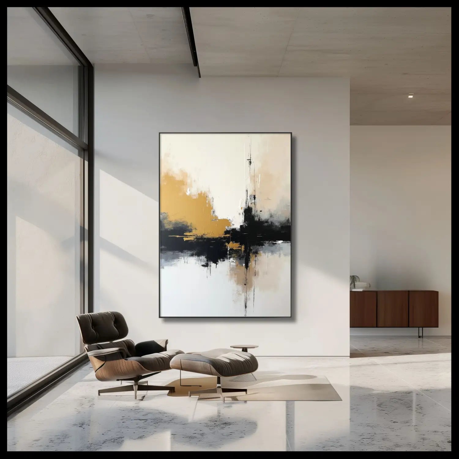 Luxurious Elegance - Modern minimalist abstract black and white digital art