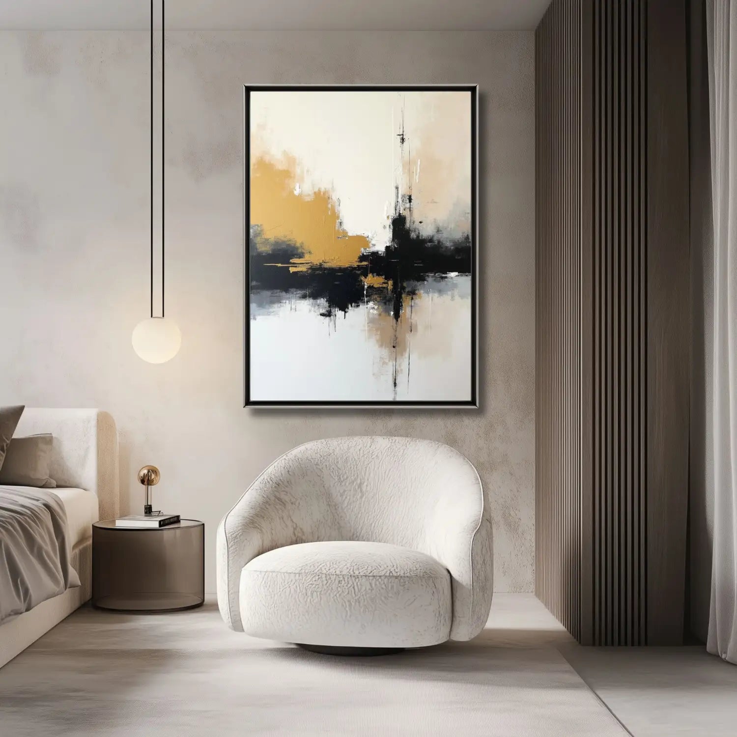 Luxurious Elegance - Modern minimalist abstract black and white digital art