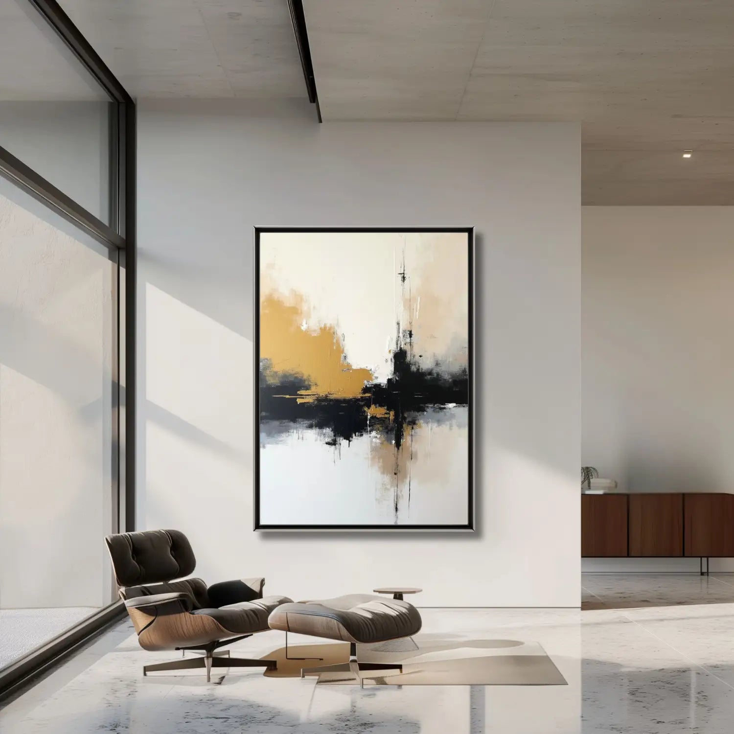 Luxurious Elegance - Modern minimalist abstract black and white digital art