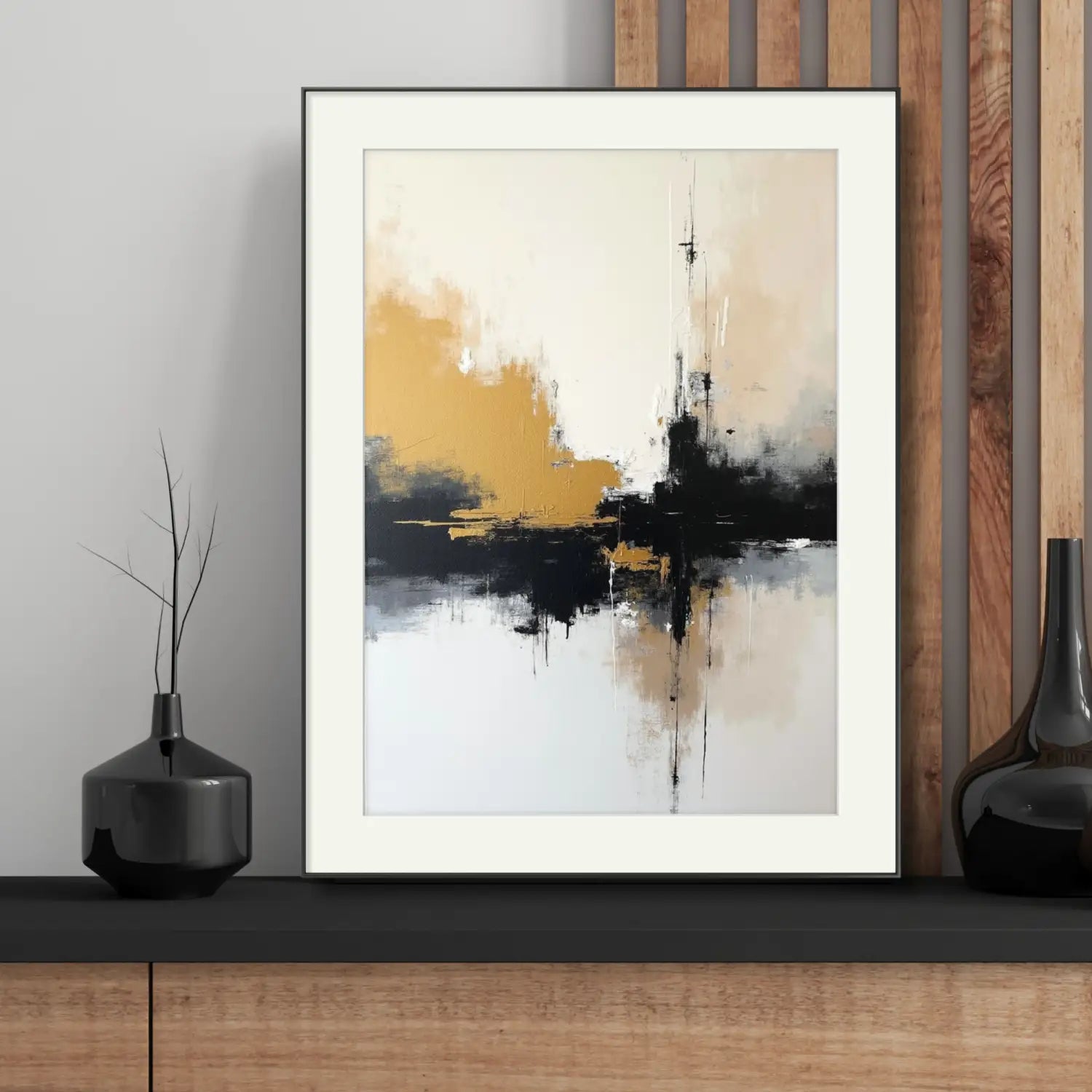 Luxurious Elegance - Modern minimalist abstract black and white digital art