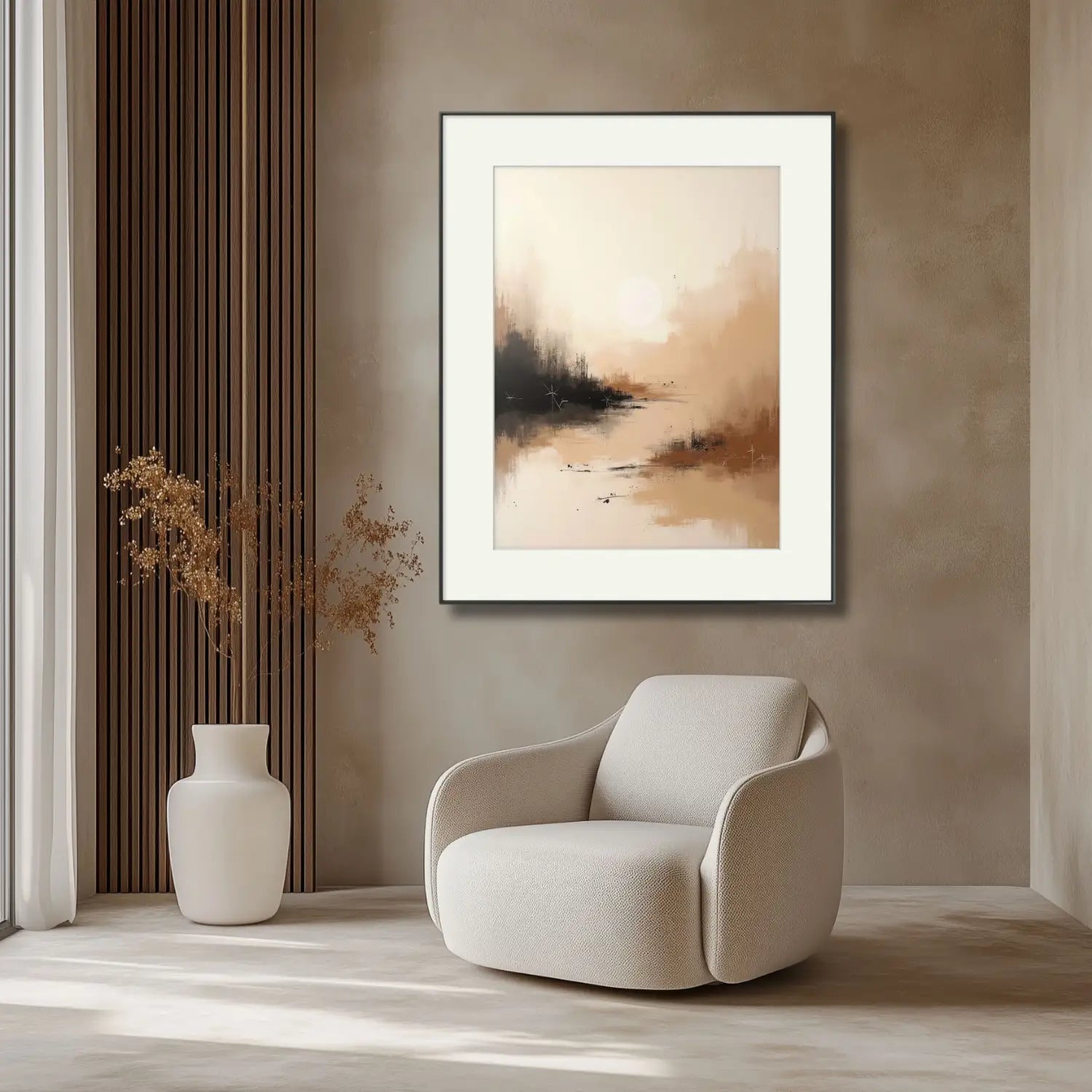 Terracotta Solace - Minimalist landscape digital art print