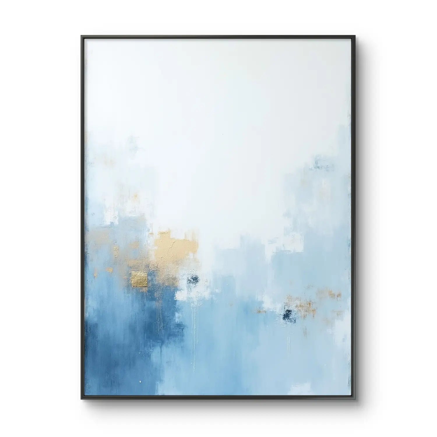 Celestial Dream - Arte mural minimalista en dorado y azul.