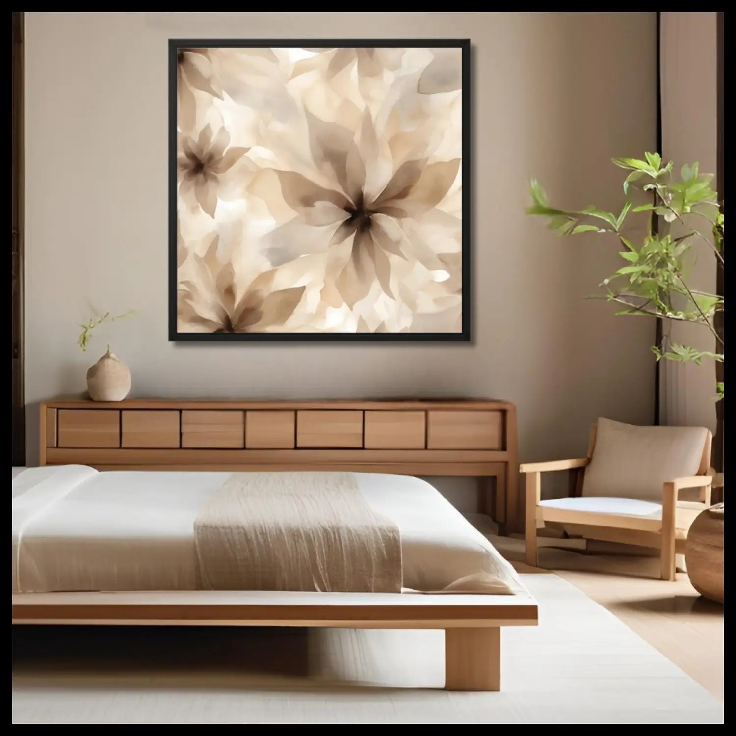 Solace - Minimalist Floral Canvas Wall art