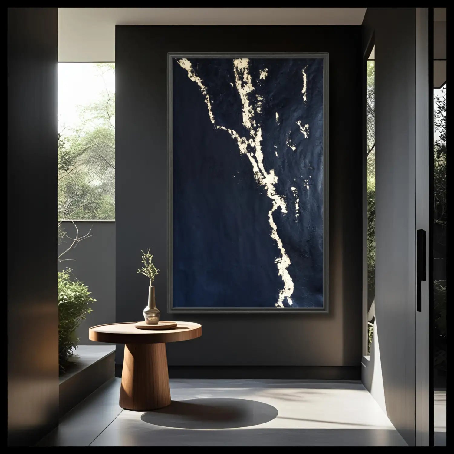 Prestige - hand painted modern black minimalist art with gold leaf