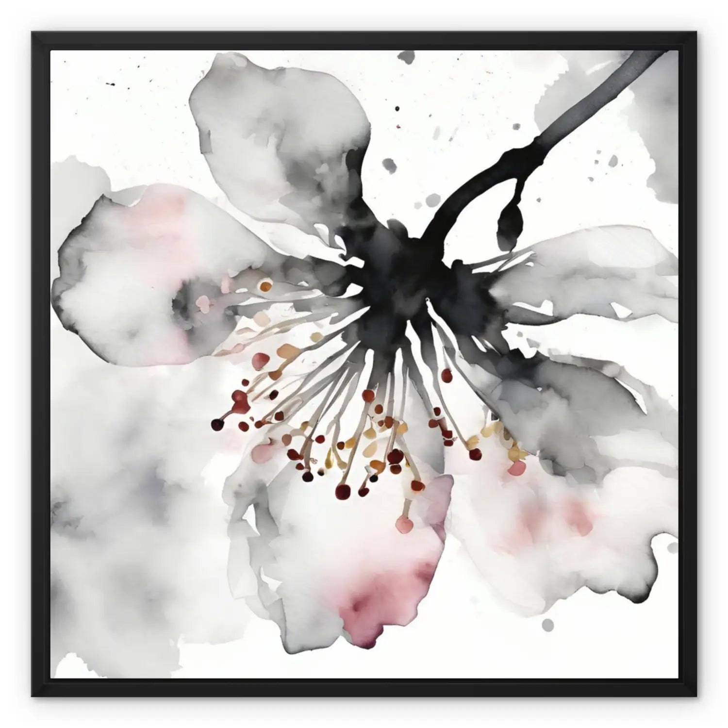 Sakura Whisper - Japandi black and white wall art