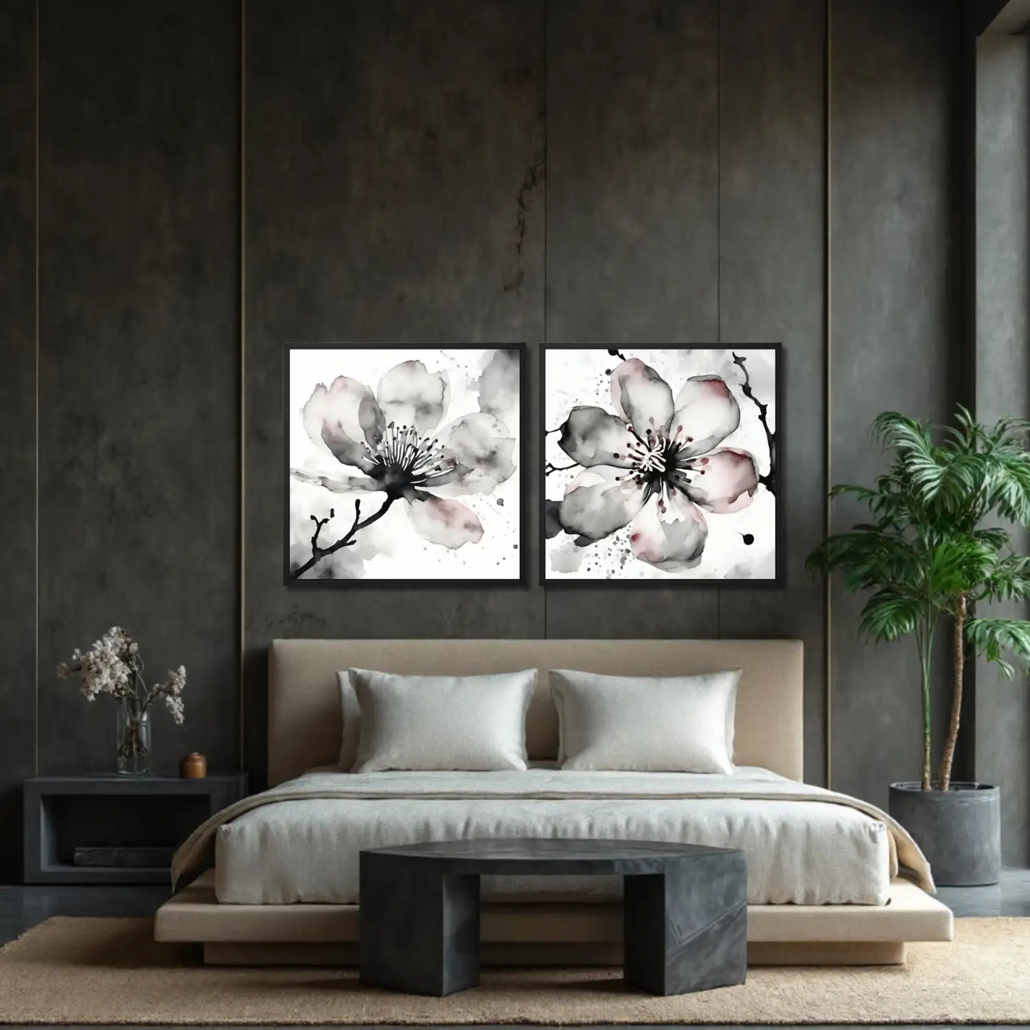 Sakura Zen - Black and white wall art set