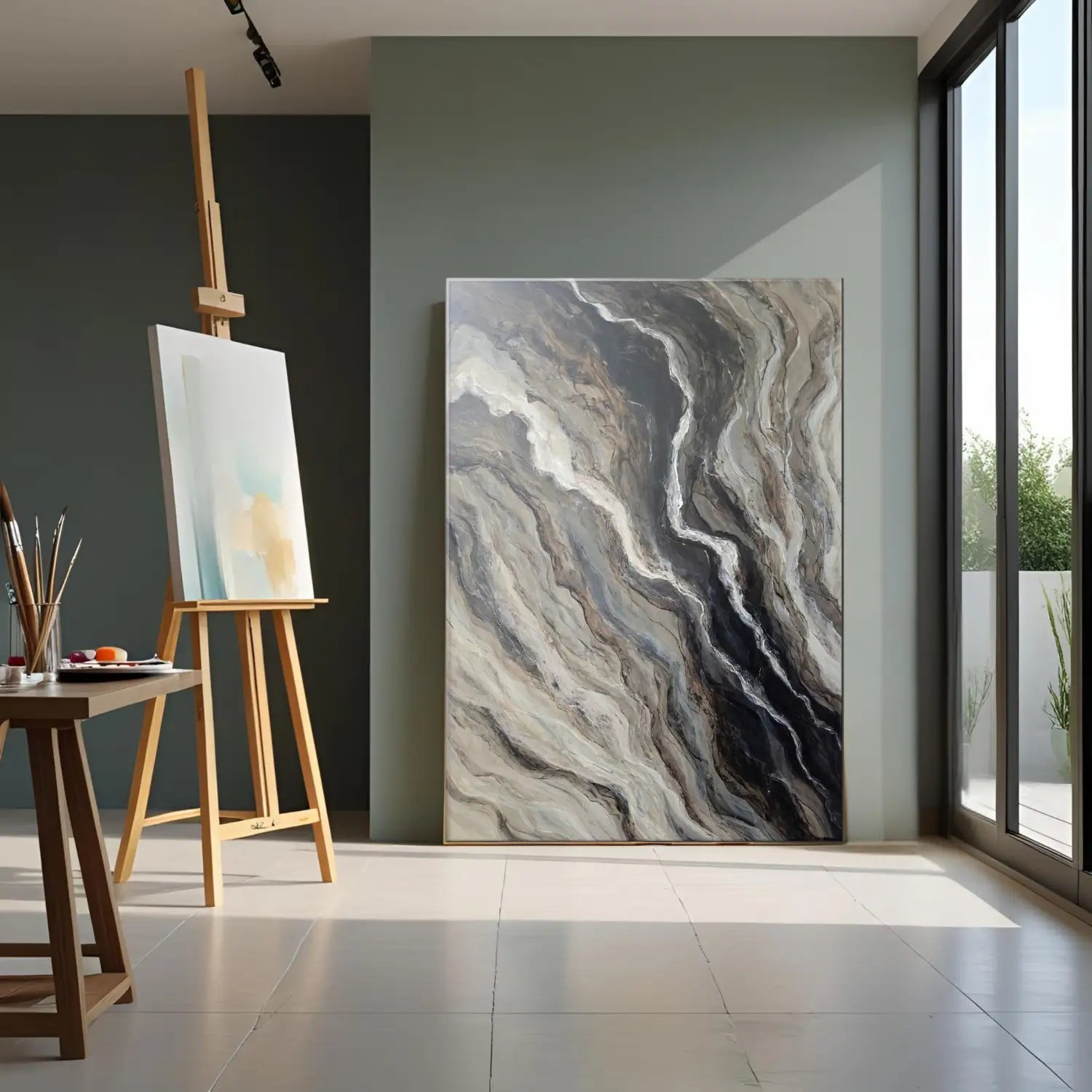 The Unfolding - modern abstract painting in brown
