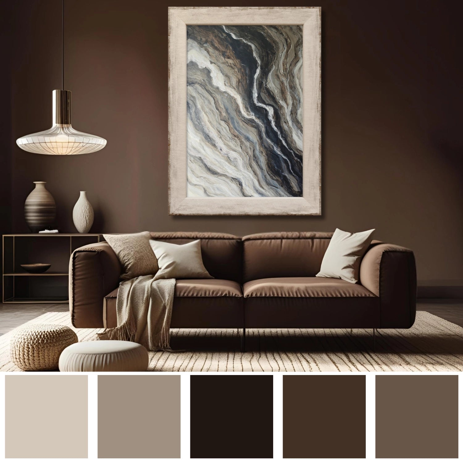 The Unfolding - modern abstract painting in brown