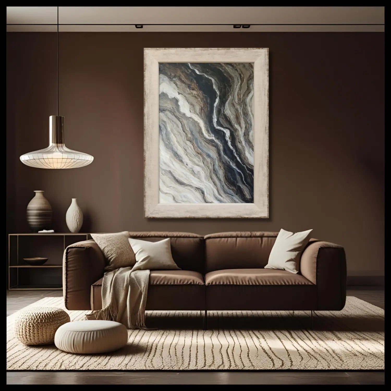 The Unfolding - modern abstract painting in brown
