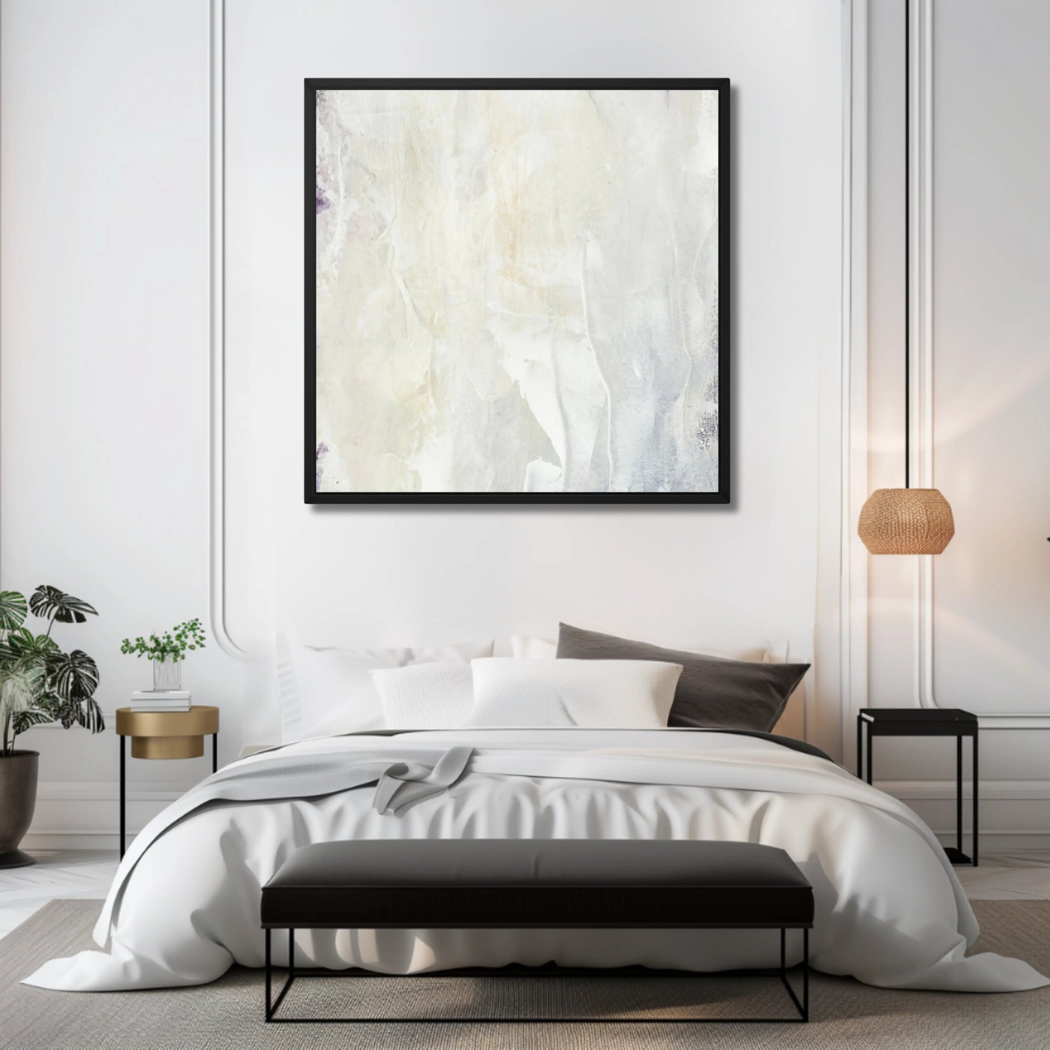 Creamy Finesse | Framed Monochrome Canvas Art - Anez Ka Arts Luxury Wall Art