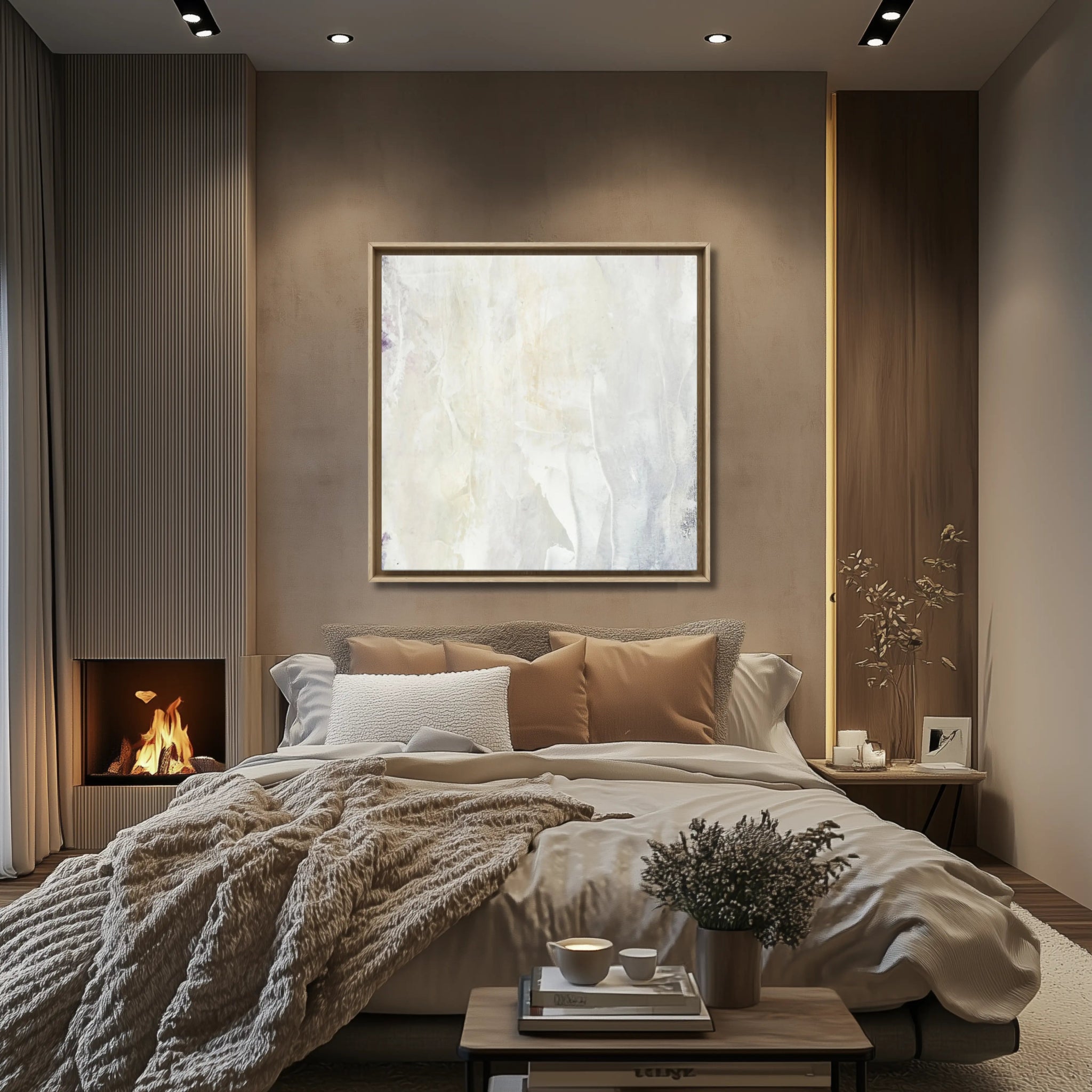 Creamy Finesse | Framed Monochrome Canvas Art - Anez Ka Arts Luxury Wall Art