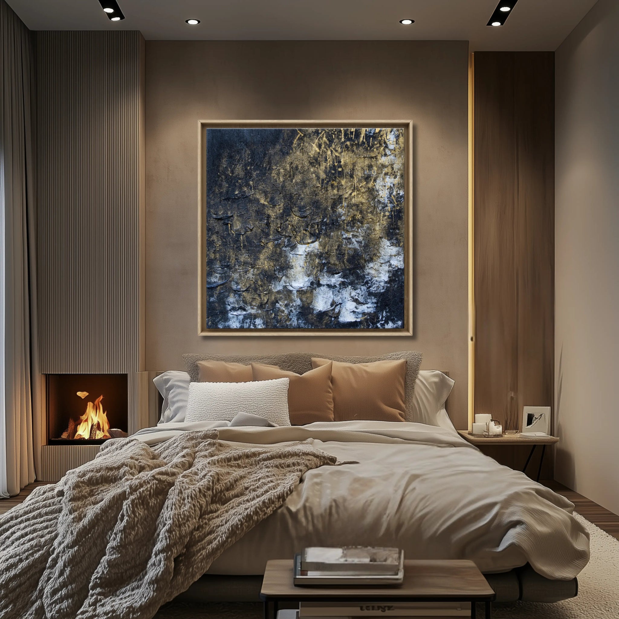 Noir Abundance | Exclusive Canvas Wall Art in Black and Gold - Anez Ka Arts Luxury Wall Art