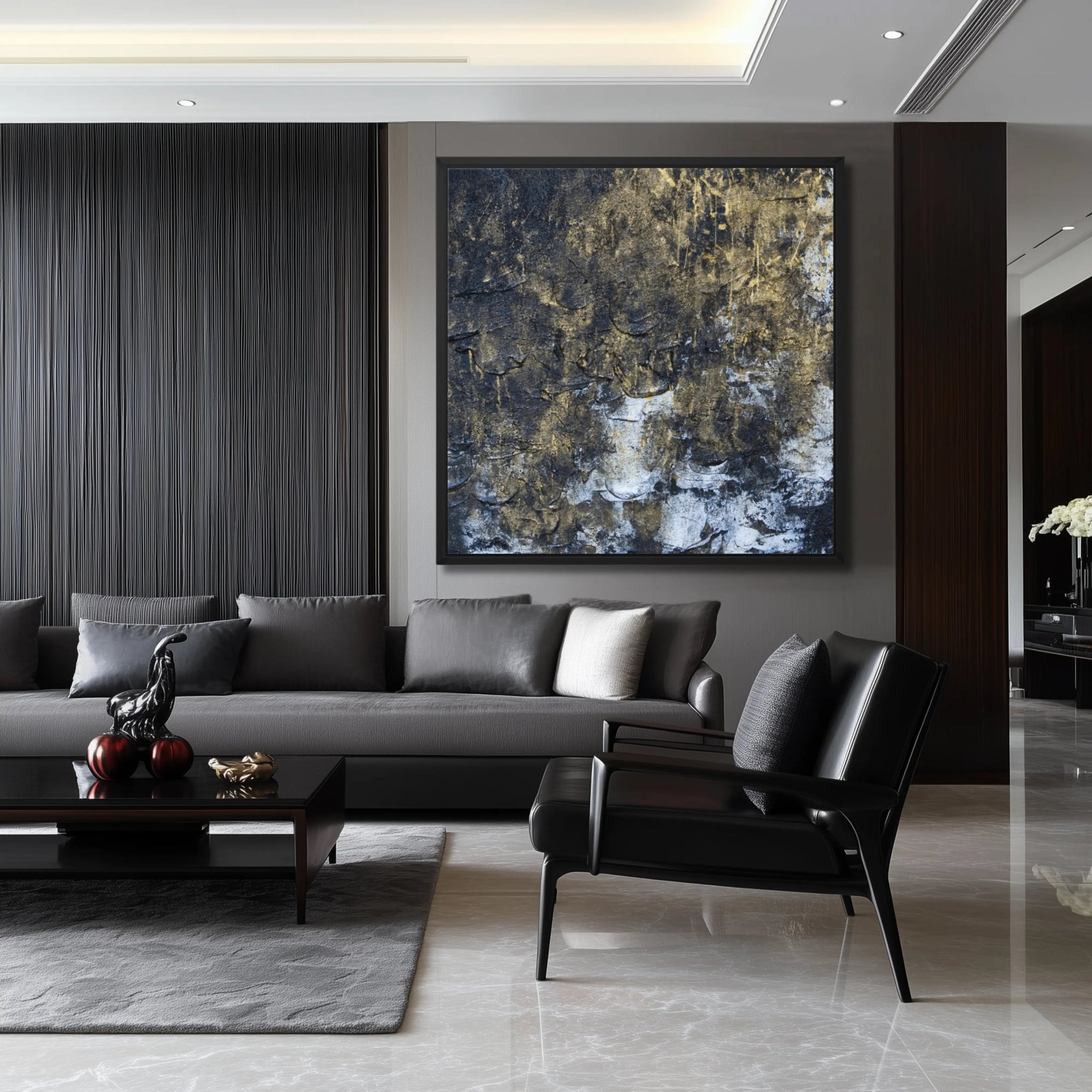 Noir Abundance | Exclusive Canvas Wall Art in Black and Gold - Anez Ka Arts Luxury Wall Art