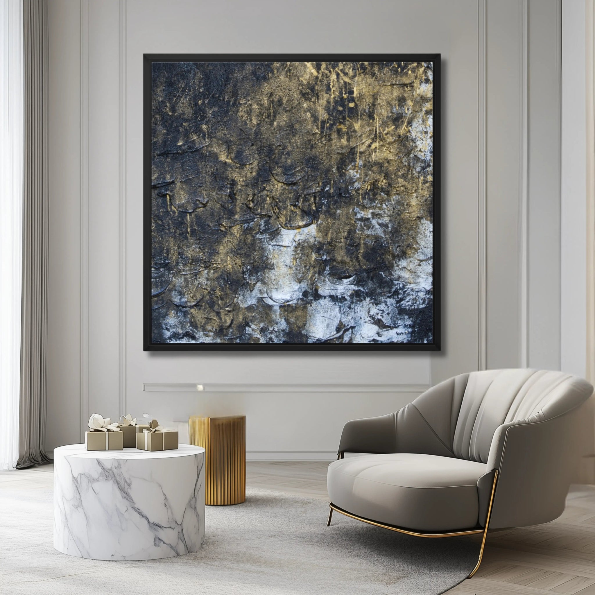 Noir Abundance | Exclusive Canvas Wall Art in Black and Gold - Anez Ka Arts Luxury Wall Art
