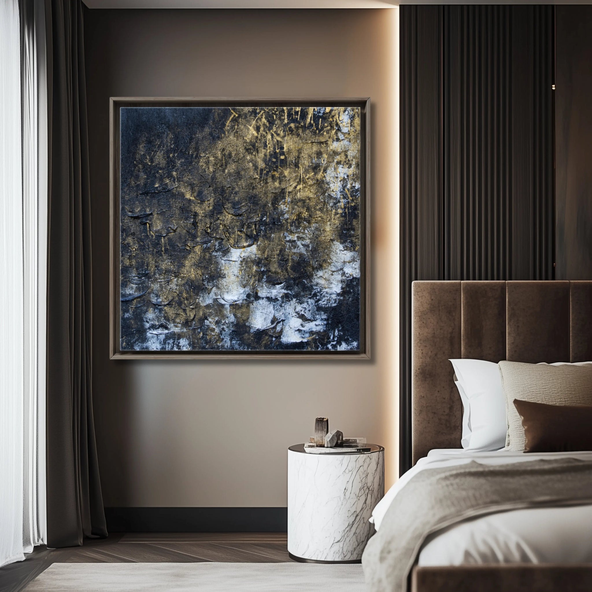 Noir Abundance | Exclusive Canvas Wall Art in Black and Gold - Anez Ka Arts Luxury Wall Art