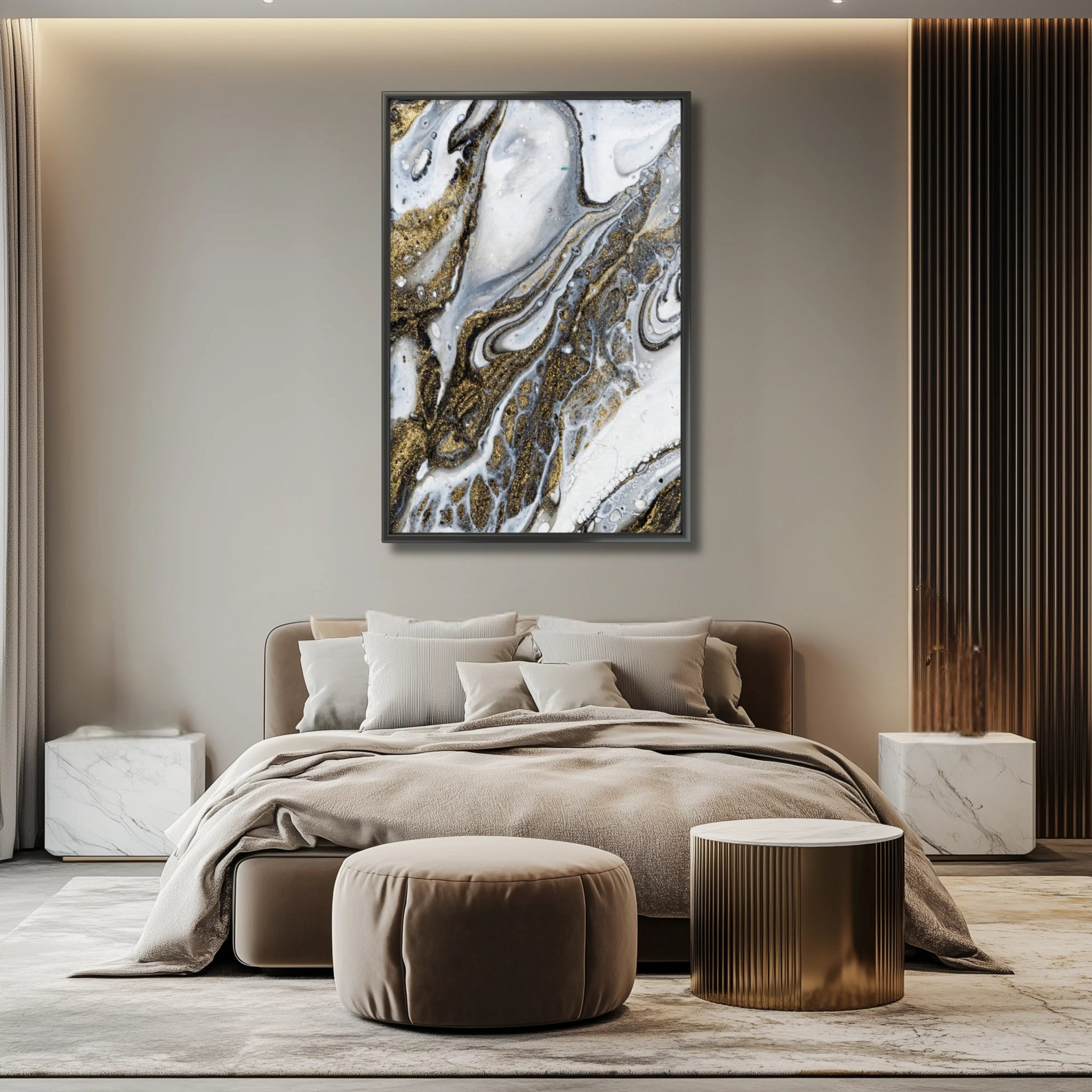 White Splendour | Minimalist Framed Abstract Art Print - Anez Ka Arts Luxury Wall Art