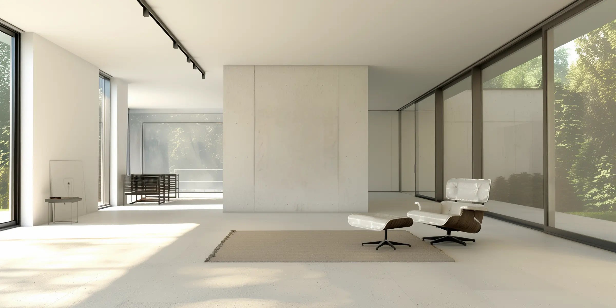 Modern luxury interior in white with a designer armchair.  