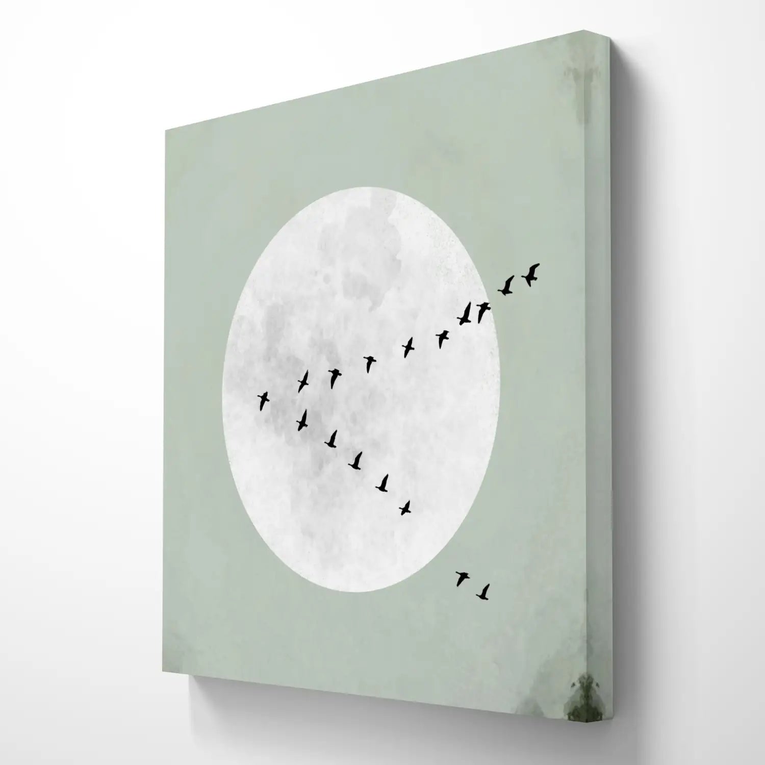 Beyond stillness - Sage green Japandi inspired canvas art print square