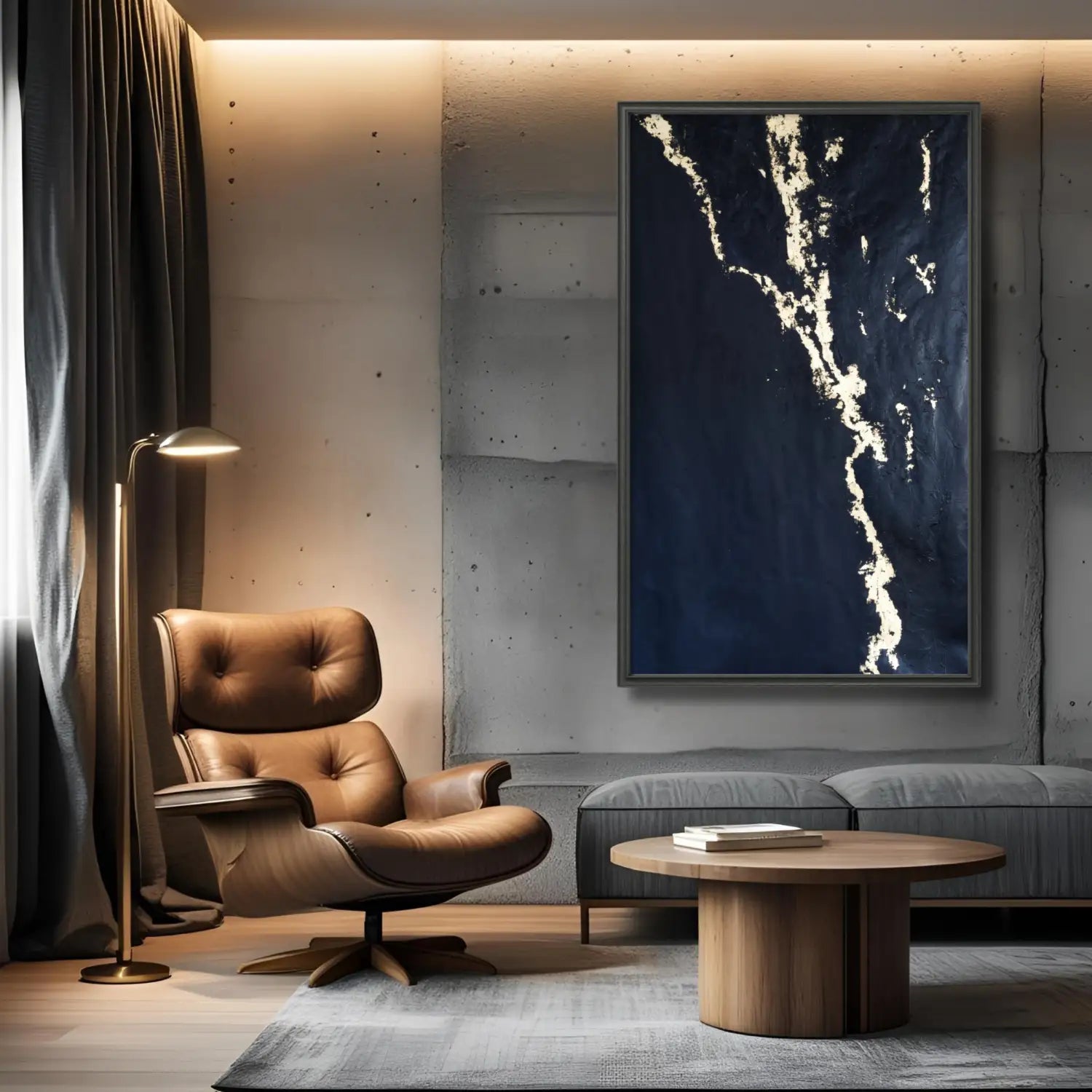 Prestige - hand painted modern black minimalist art with gold leaf