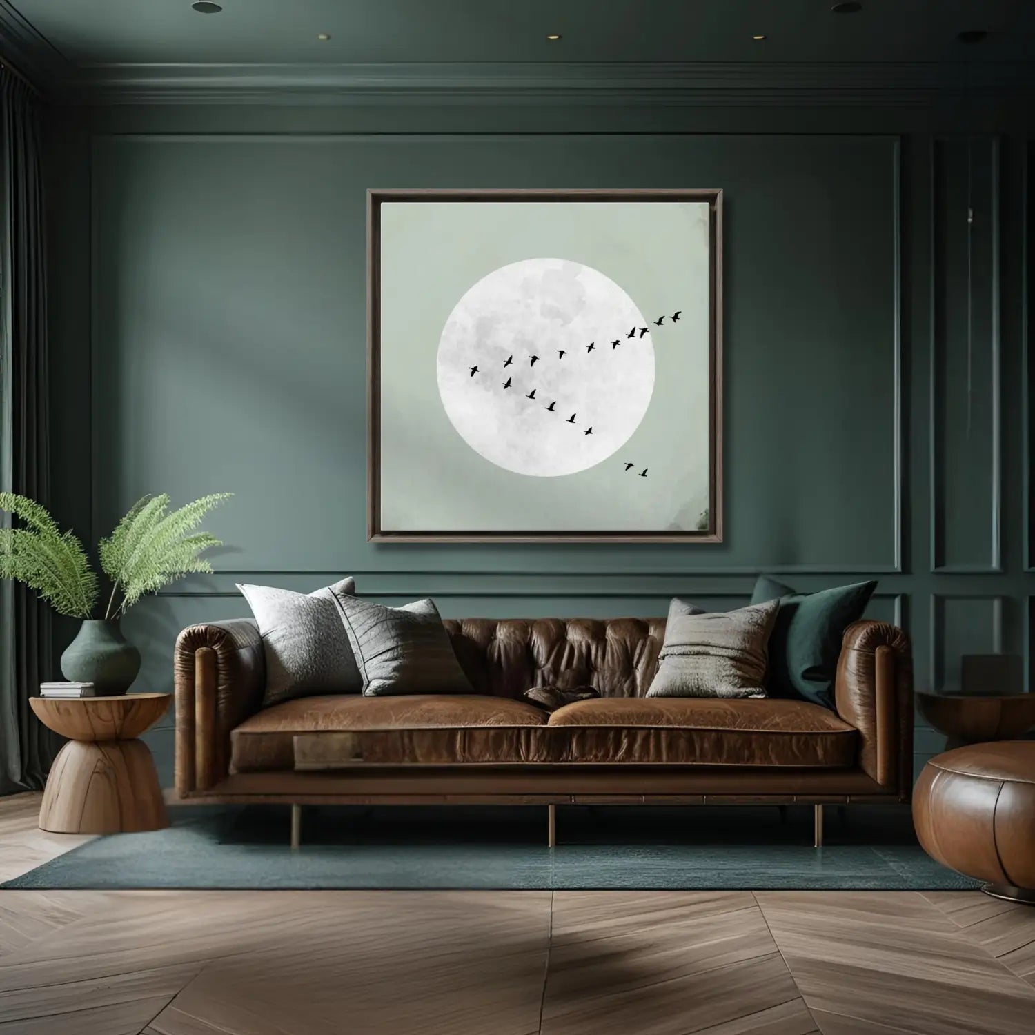 Beyond stillness - Sage green Japandi inspired canvas art print square