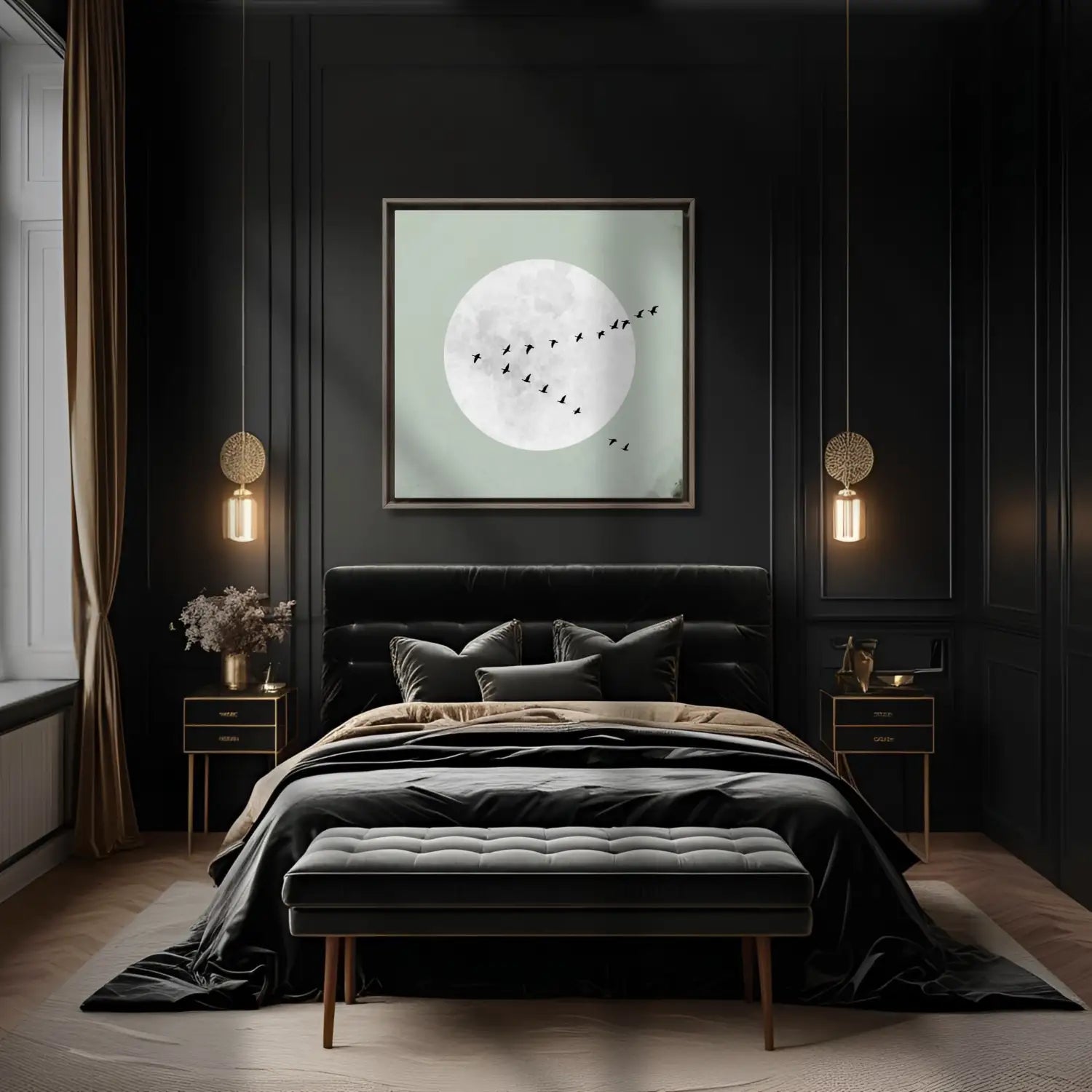 Beyond stillness - Sage green Japandi inspired canvas art print square