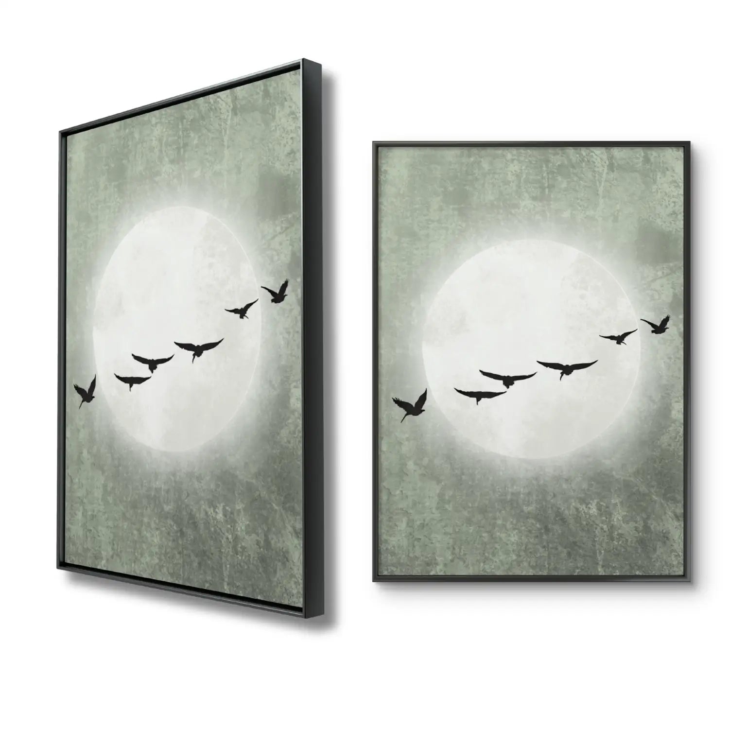 Beyond tranquillity - Sage green Japandi Moon Art on Paper