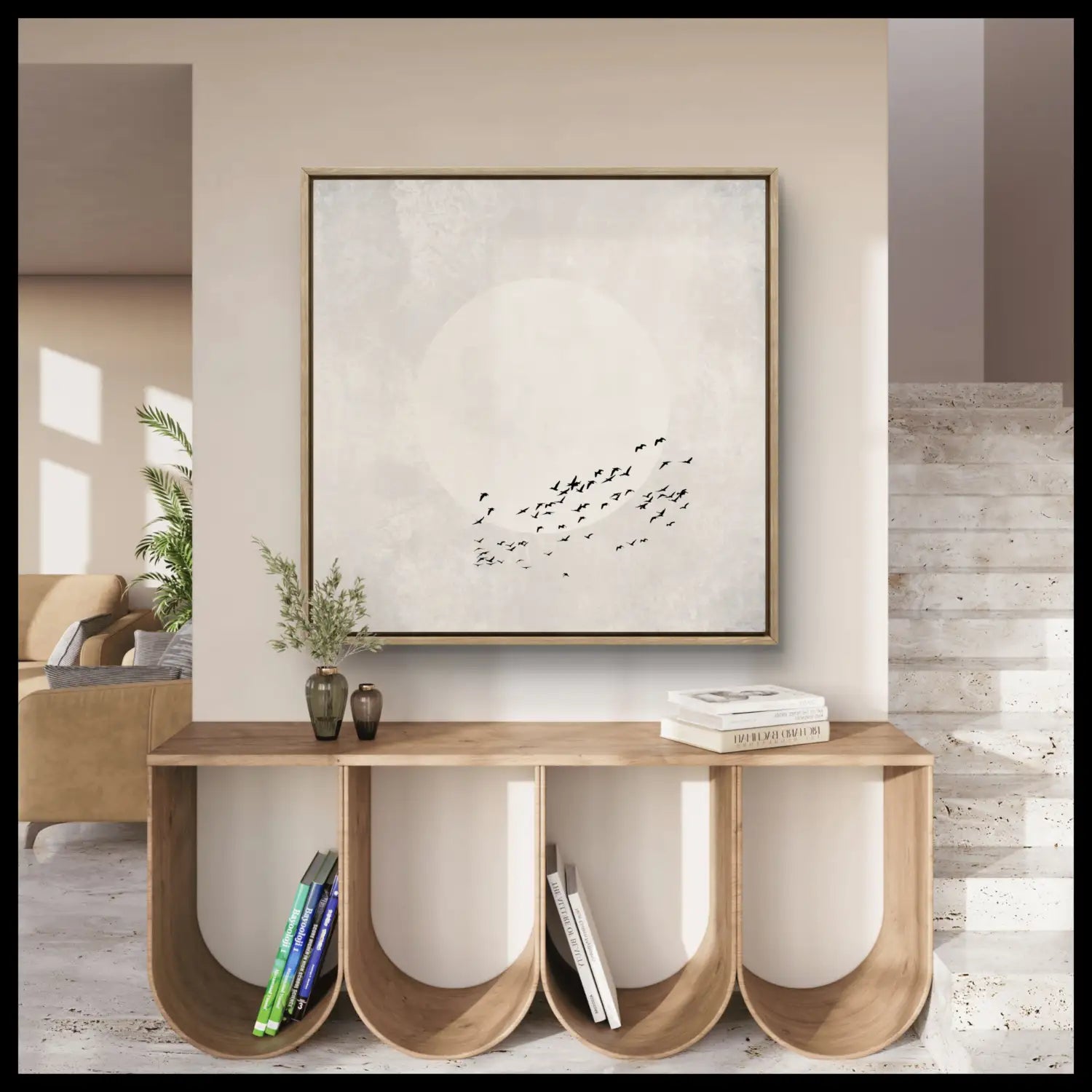 Beyond the light - Neutral Japandi Canvas Fine Art Print