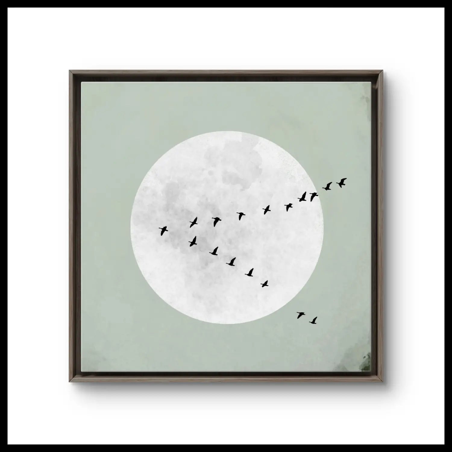 Beyond stillness - Sage green Japandi inspired canvas art print square