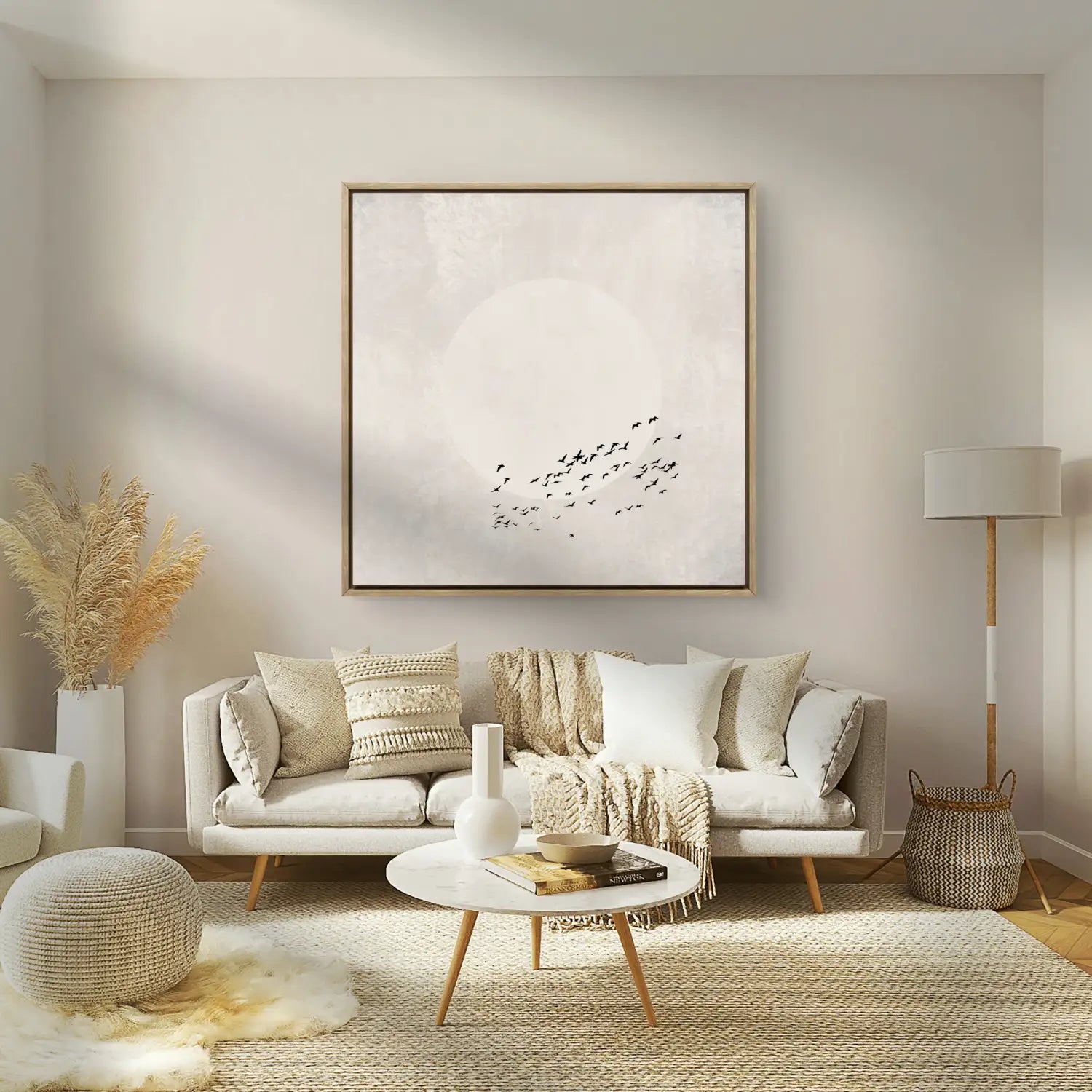 Beyond the light - Neutral Japandi Canvas Fine Art Print