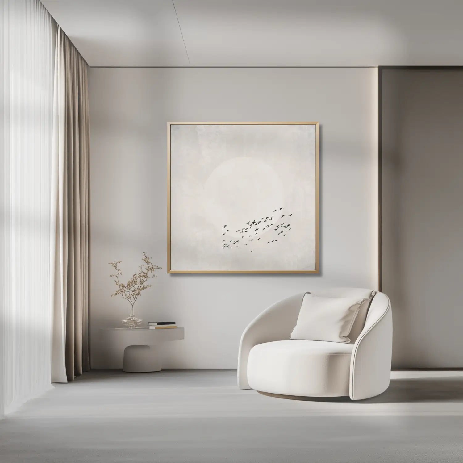 Beyond the light - Neutral Japandi Canvas Fine Art Print
