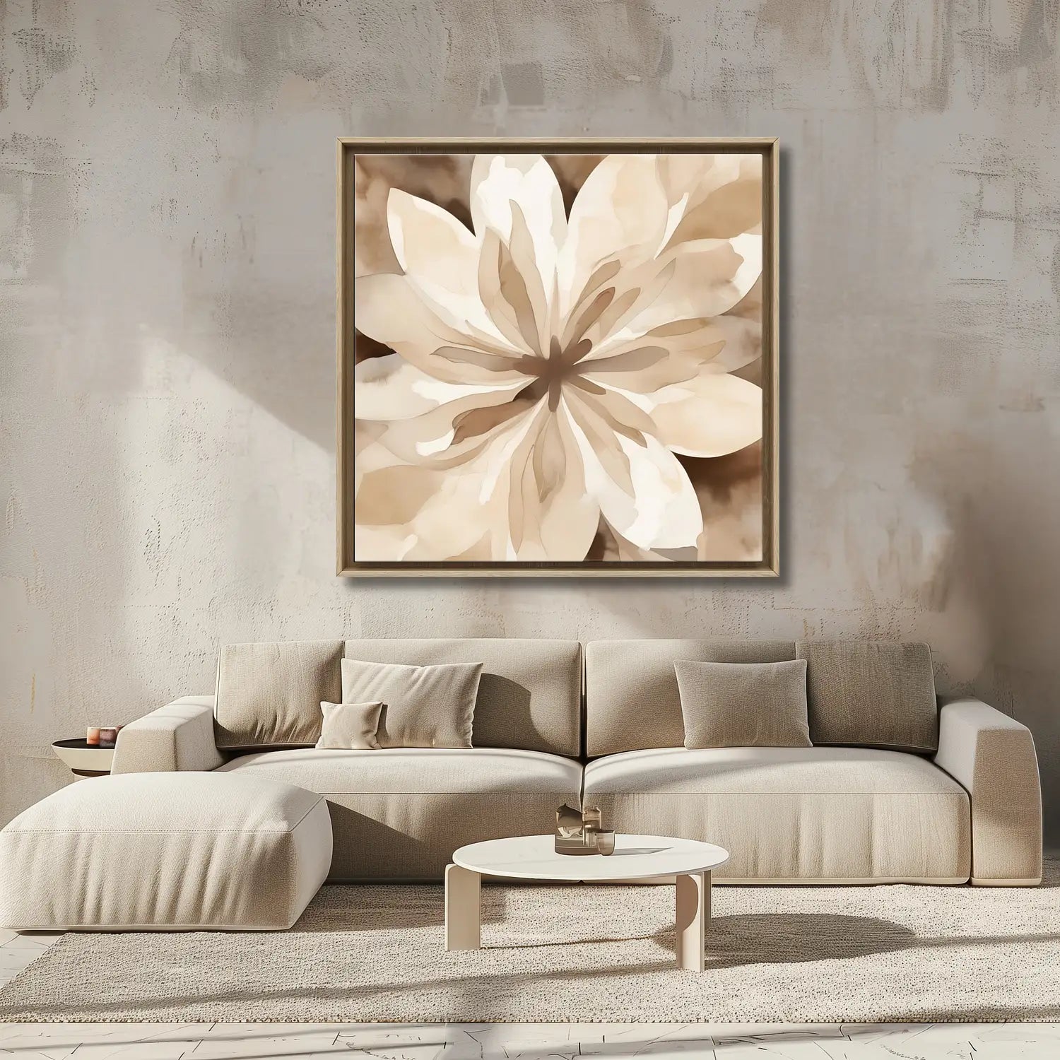 Bloom - Lienzo de flores en beige