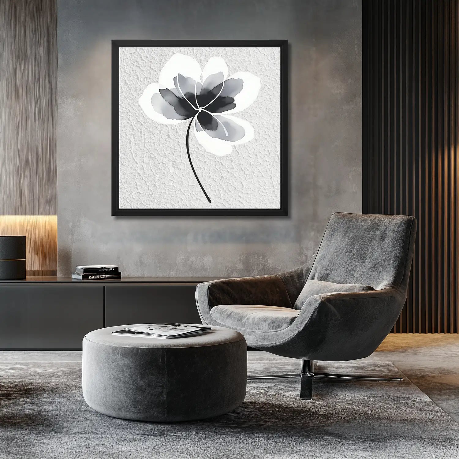 Impermanent - Floral black and white canvas wall art
