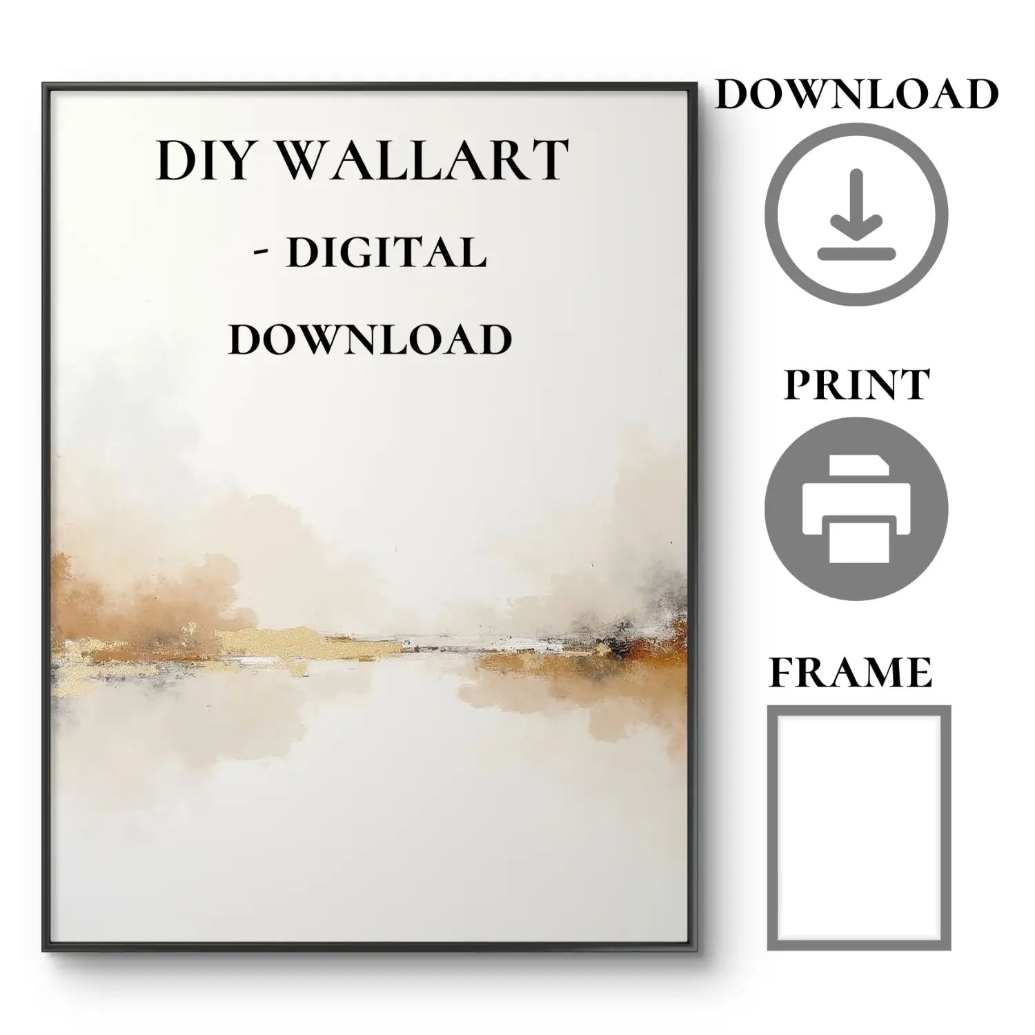 Silence - Minimalist abstract landscape in white and beige digital art