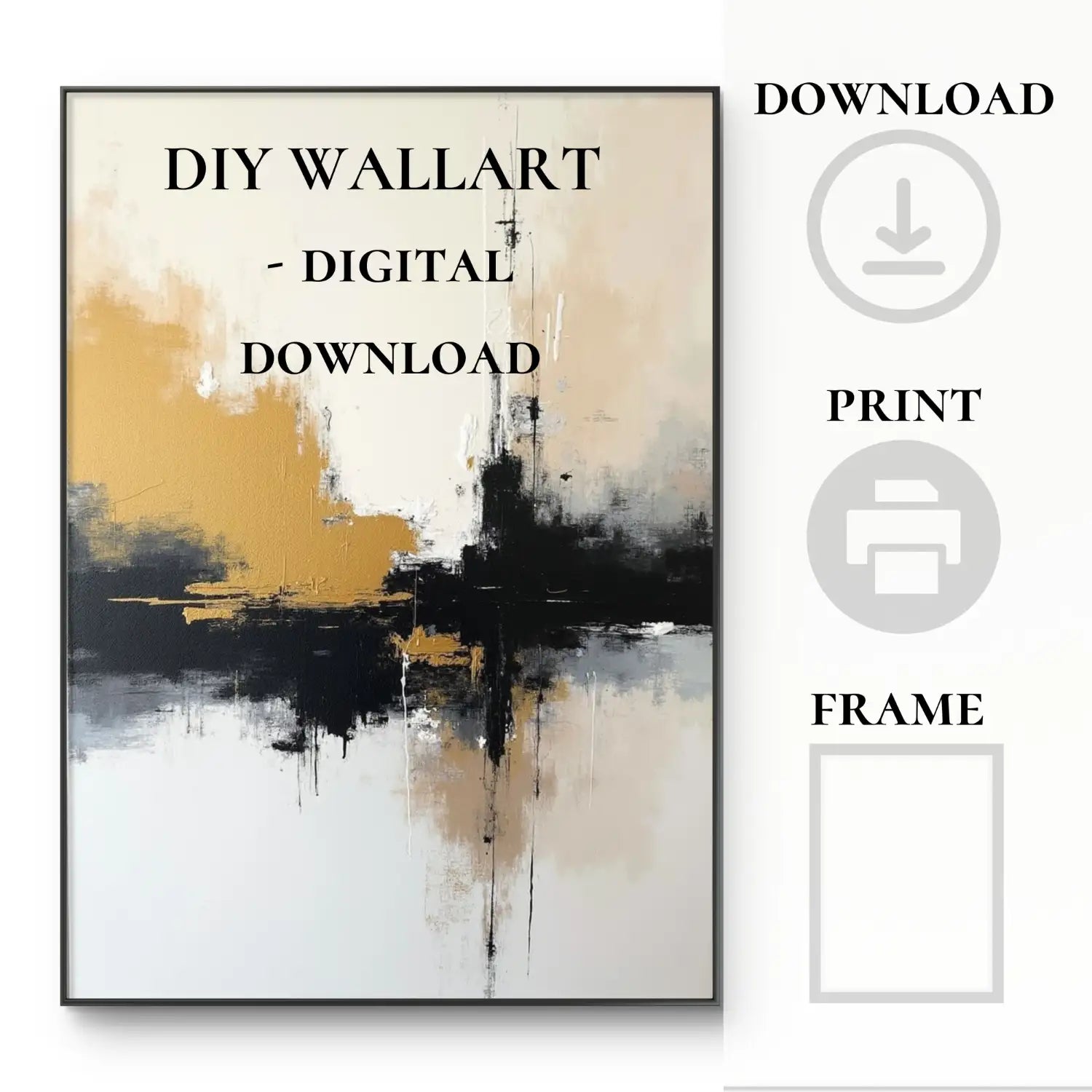 Luxurious Elegance - Modern minimalist abstract black and white digital art