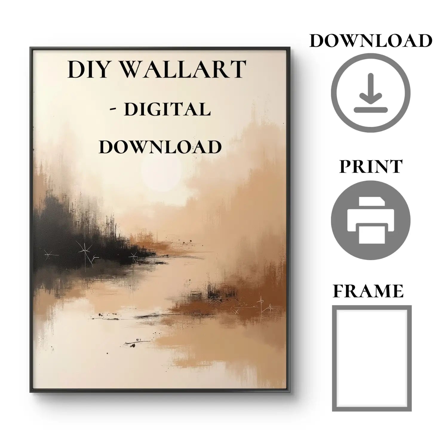 Terracotta Solace - Minimalist landscape digital art print