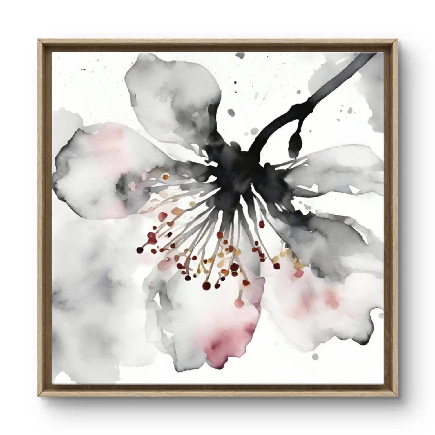 Sakura Whisper – Japandi schwarz-weiße Wandkunst 