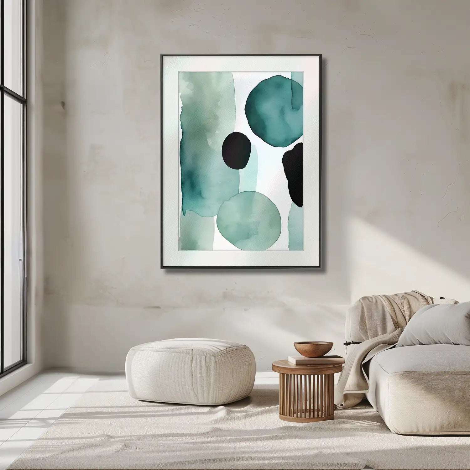 Serene Oasis – Beruhigendes Kunstwerk in Blaugrün und Türkis