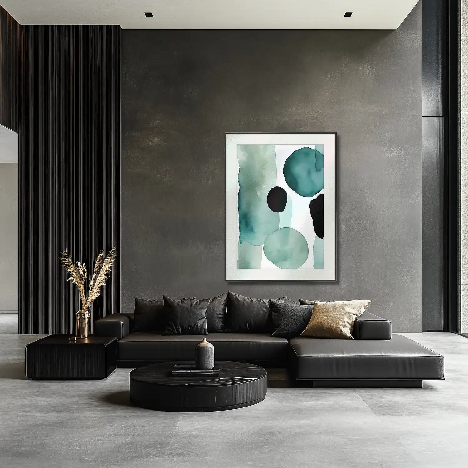 Serene Oasis – Beruhigendes Kunstwerk in Blaugrün und Türkis