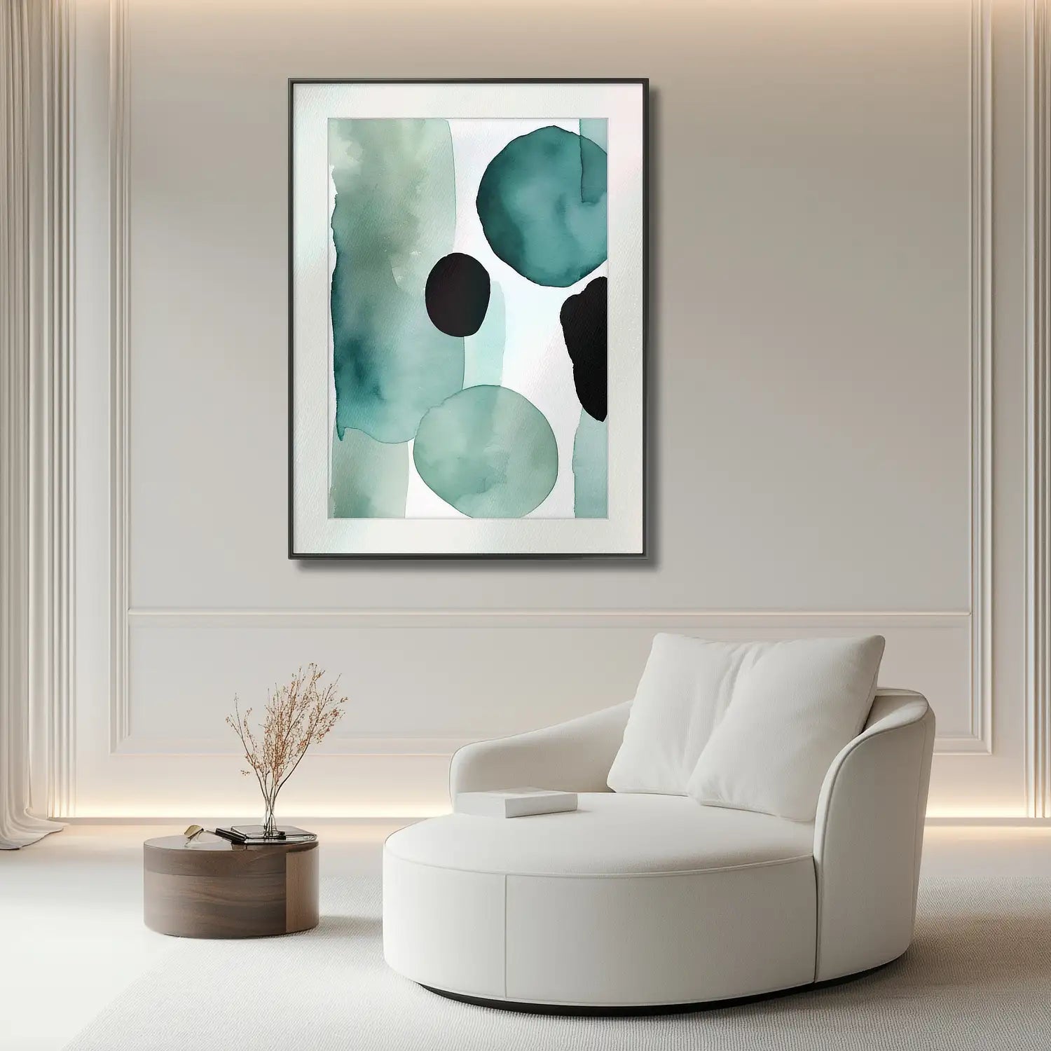 Serene Oasis – Beruhigendes Kunstwerk in Blaugrün und Türkis