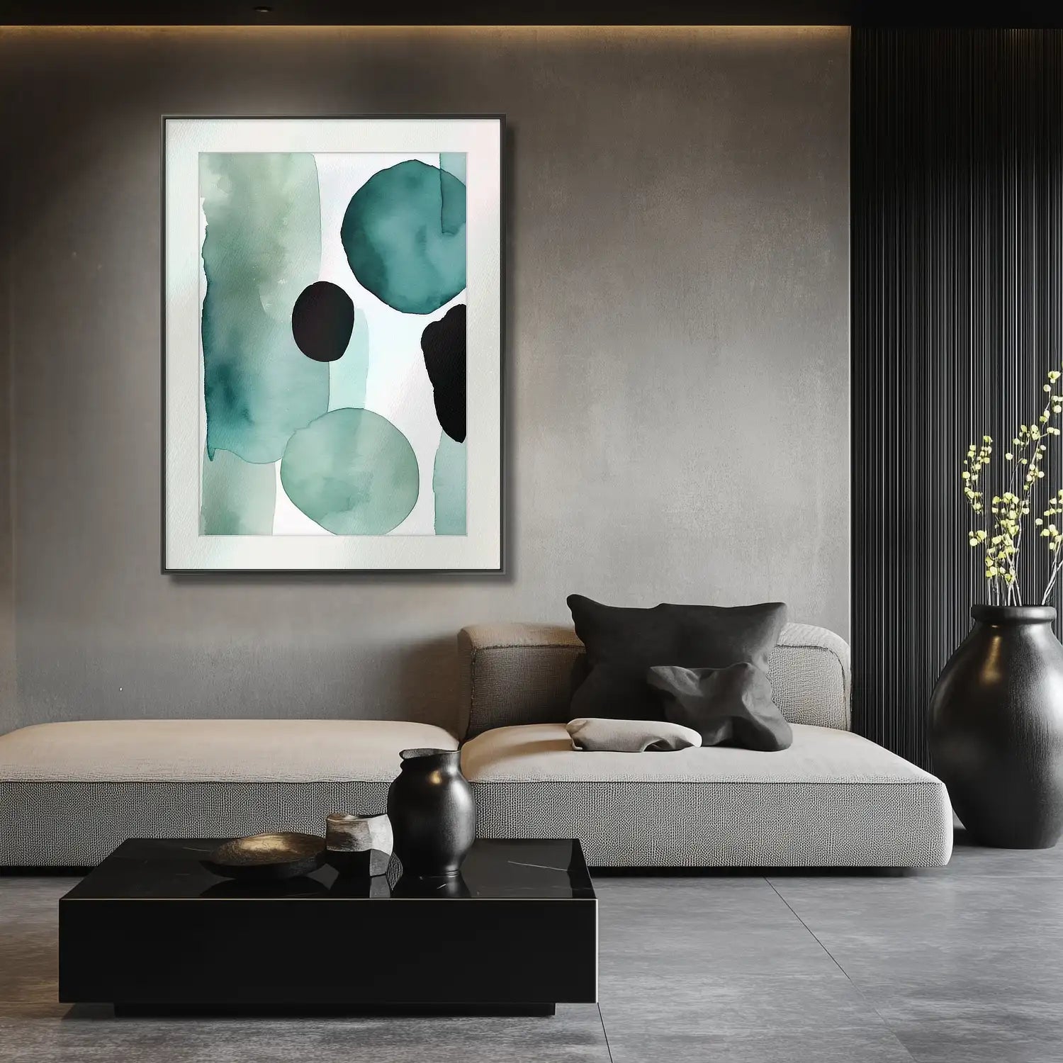 Serene Oasis – Beruhigendes Kunstwerk in Blaugrün und Türkis