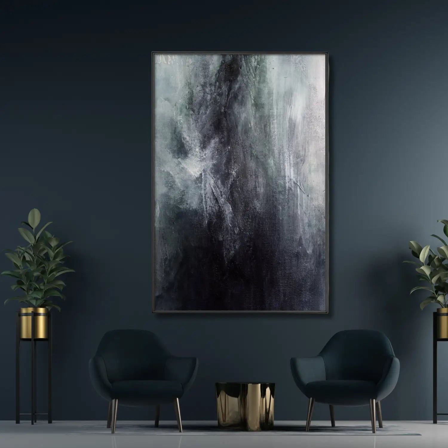 Serenidad: Arte mural abstracto moderno para interiores con un toque melancólico