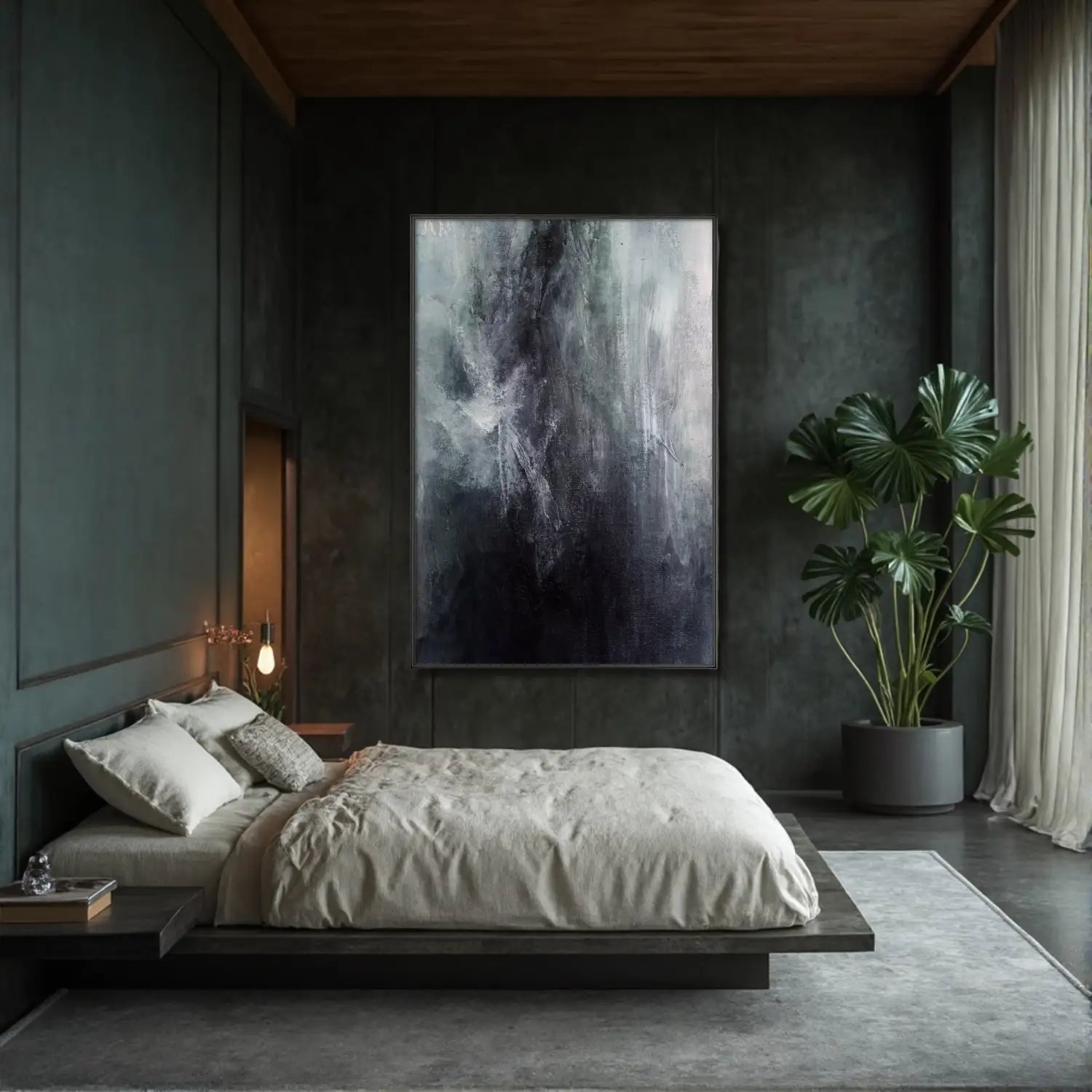 Serenidad: Arte mural abstracto moderno para interiores con un toque melancólico